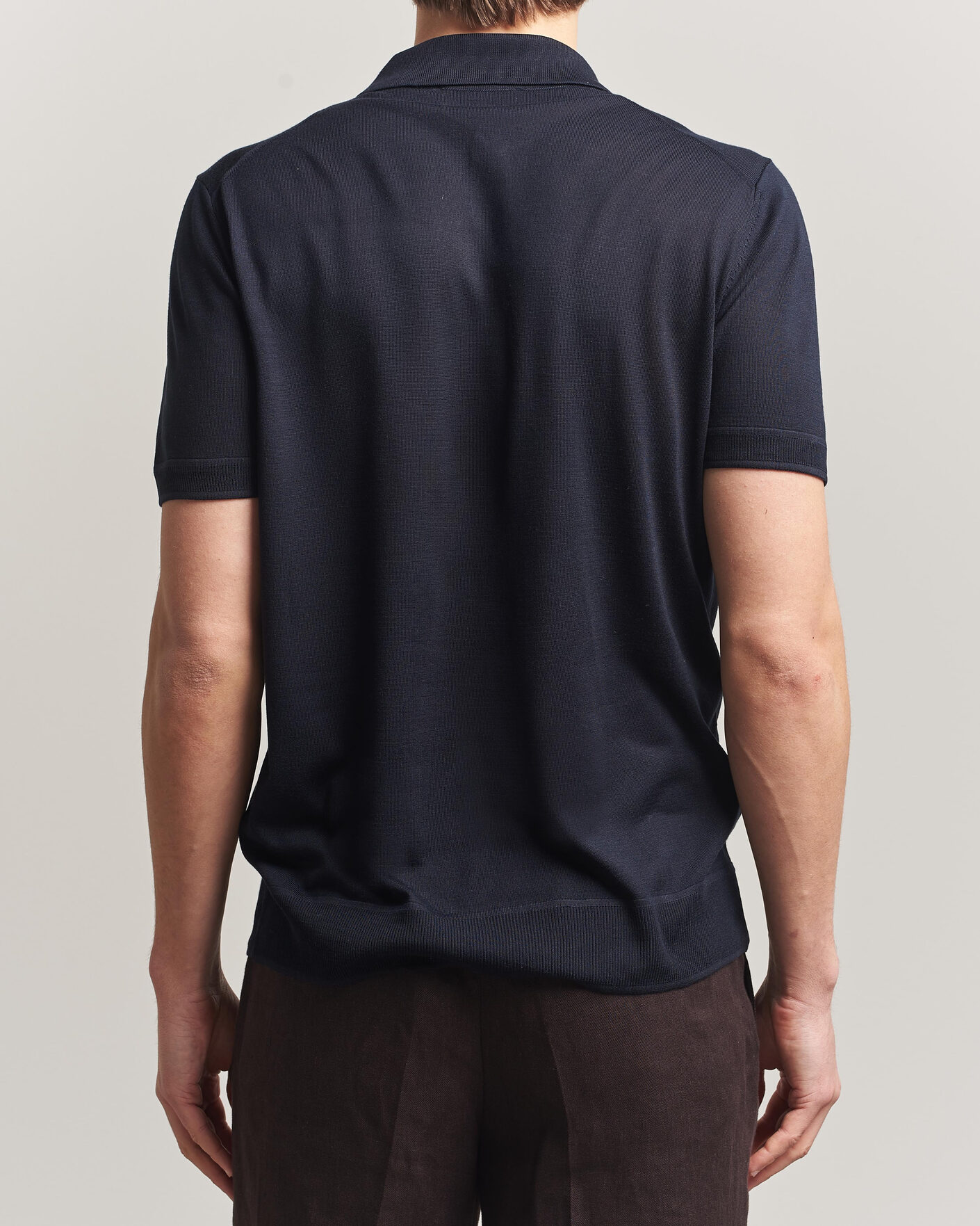 Herr | Pikéer | BOSS CAMEL | Novo Silk Knitted Polo Dark Blue