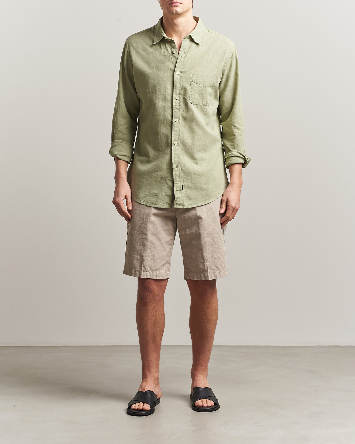 Herr | Skjortor | Dockers | Slim Linen/Cotton Shirt Tea