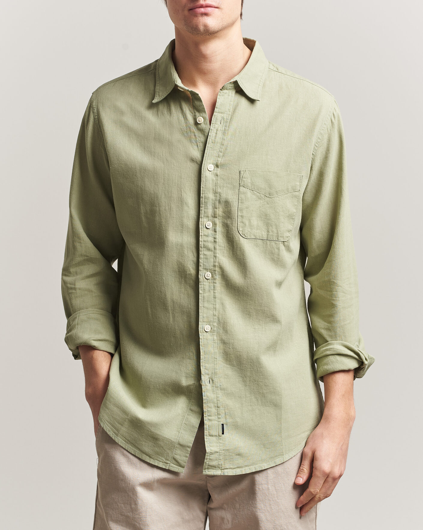 Herr | Skjortor | Dockers | Slim Linen/Cotton Shirt Tea