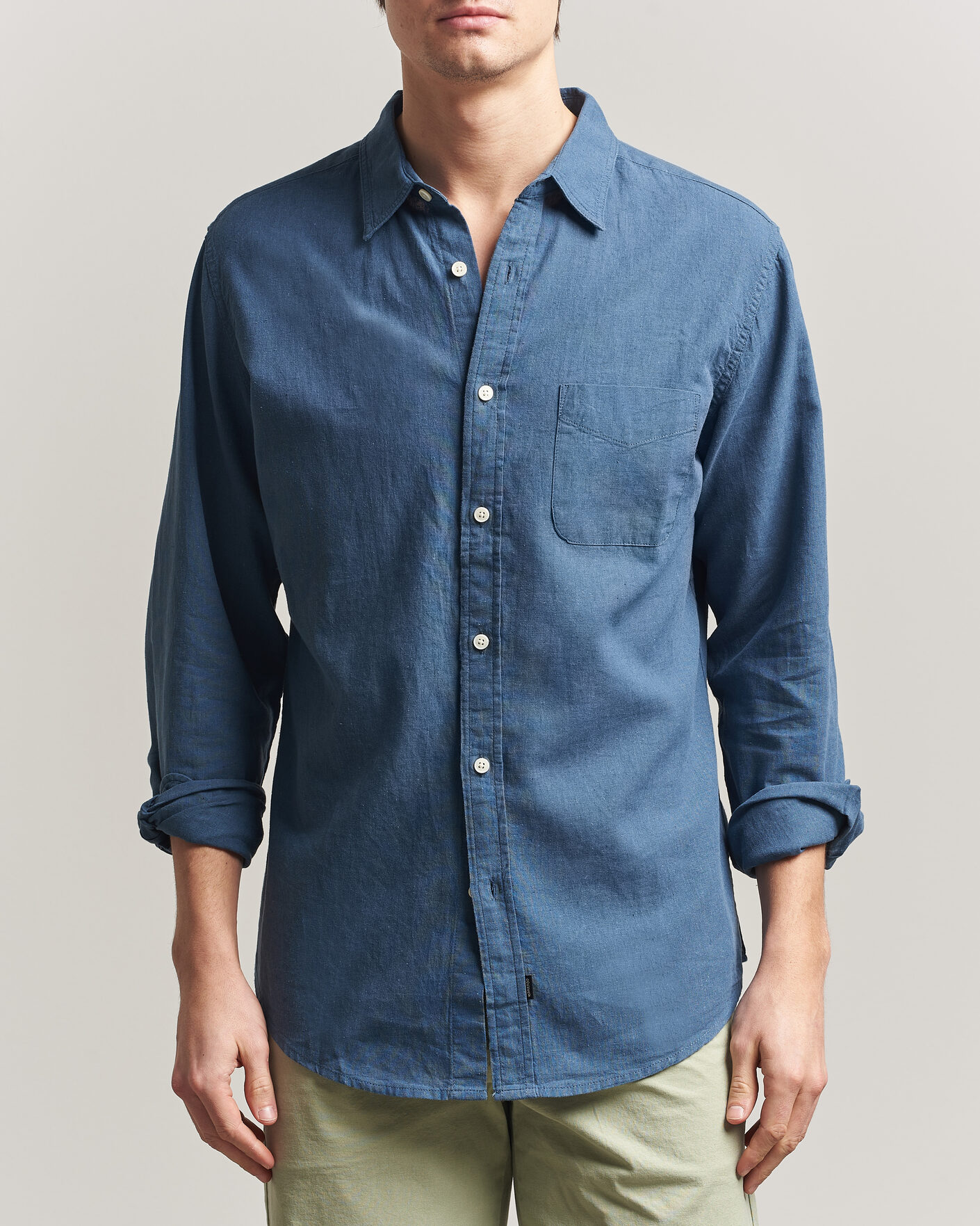 Herr | Skjortor | Dockers | Slim Linen/Cotton Shirt Bering Sea