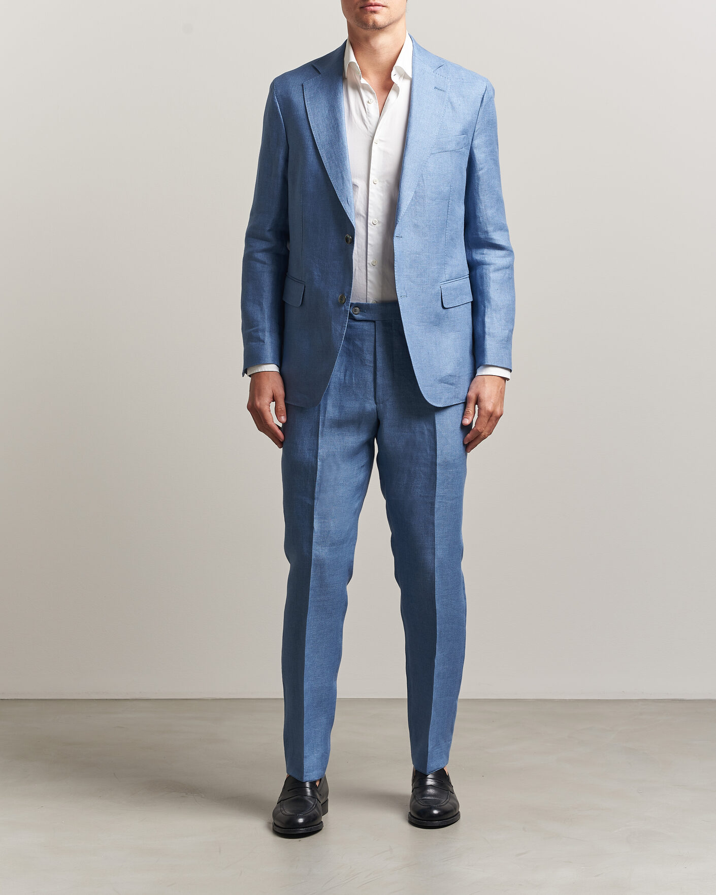 Herr | Byxor | Oscar Jacobson | Dandy Linen Trousers Light Blue
