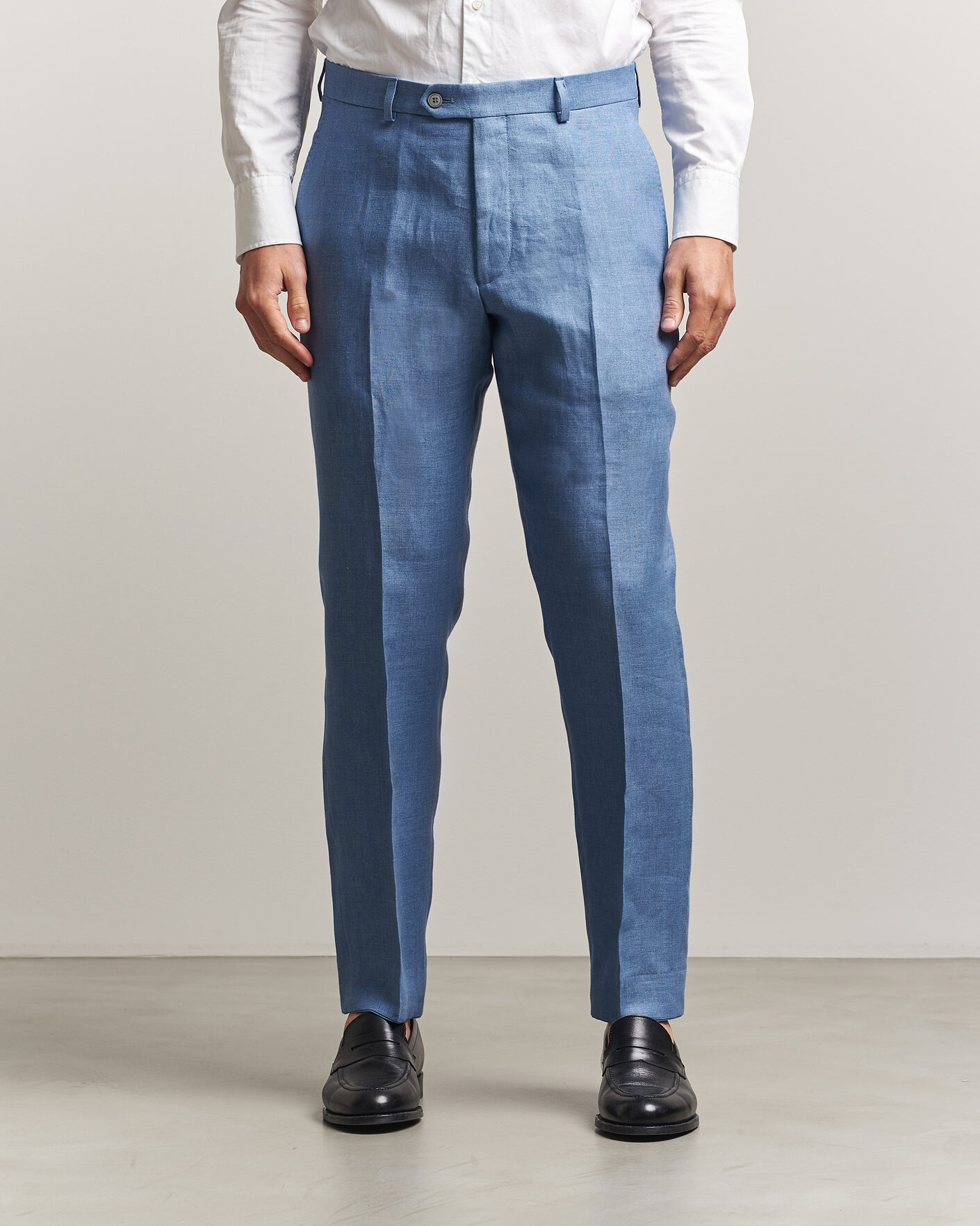 Herr | Byxor | Oscar Jacobson | Dandy Linen Trousers Light Blue