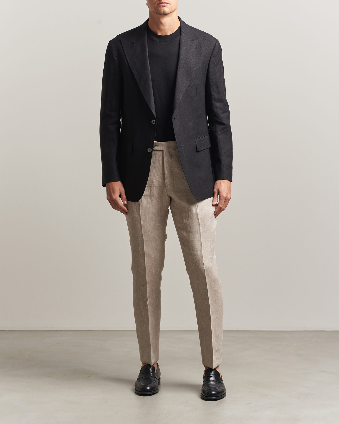 Herr | Byxor | Oscar Jacobson | Dandy Linen Trousers Beige