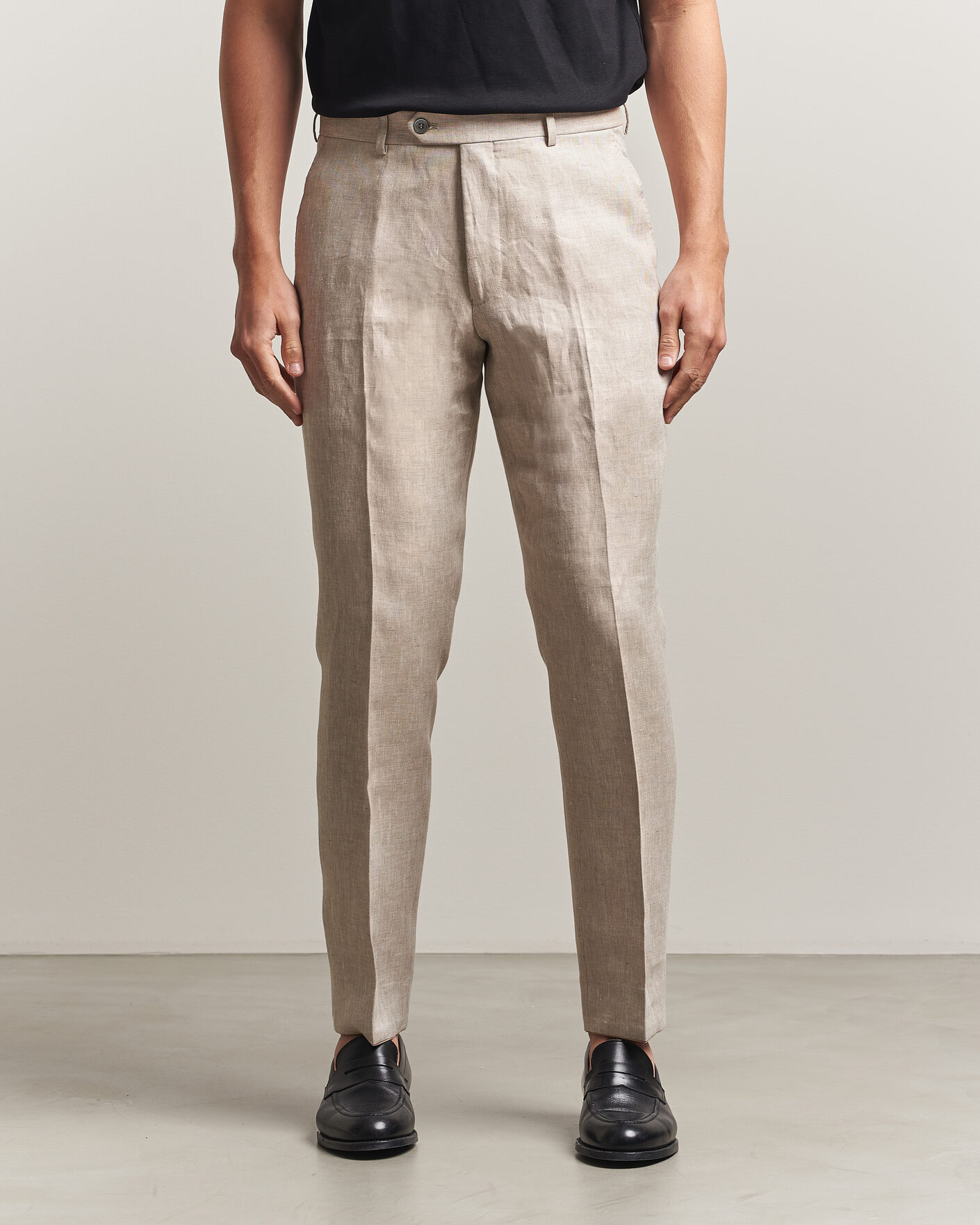Herr | Byxor | Oscar Jacobson | Dandy Linen Trousers Beige
