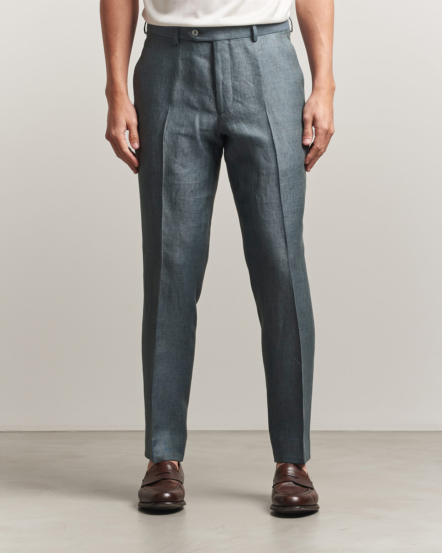 Herr | Byxor | Oscar Jacobson | Dandy Linen Trousers Green