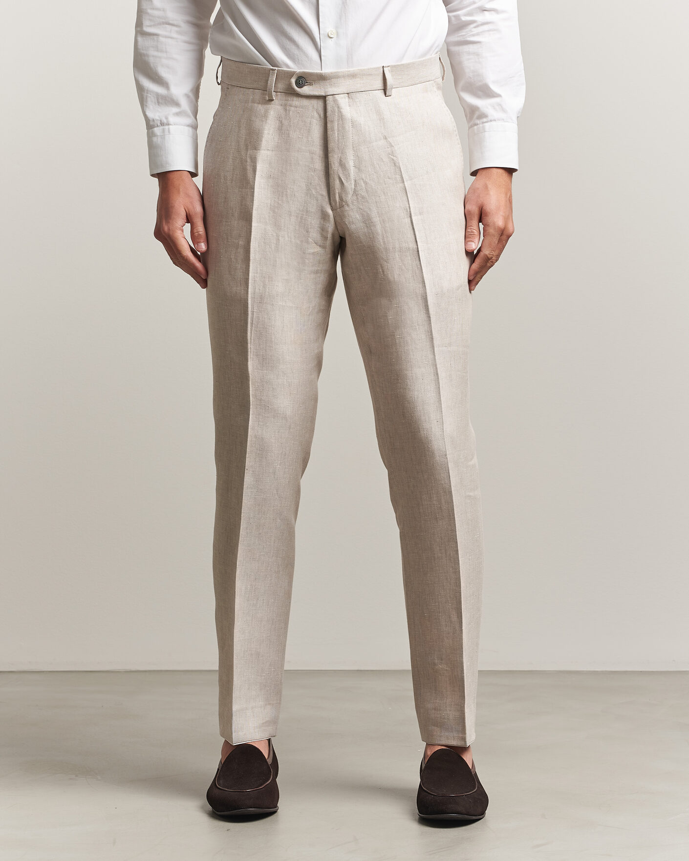 Herr | Byxor | Oscar Jacobson | Dandy Linen Trousers Off White