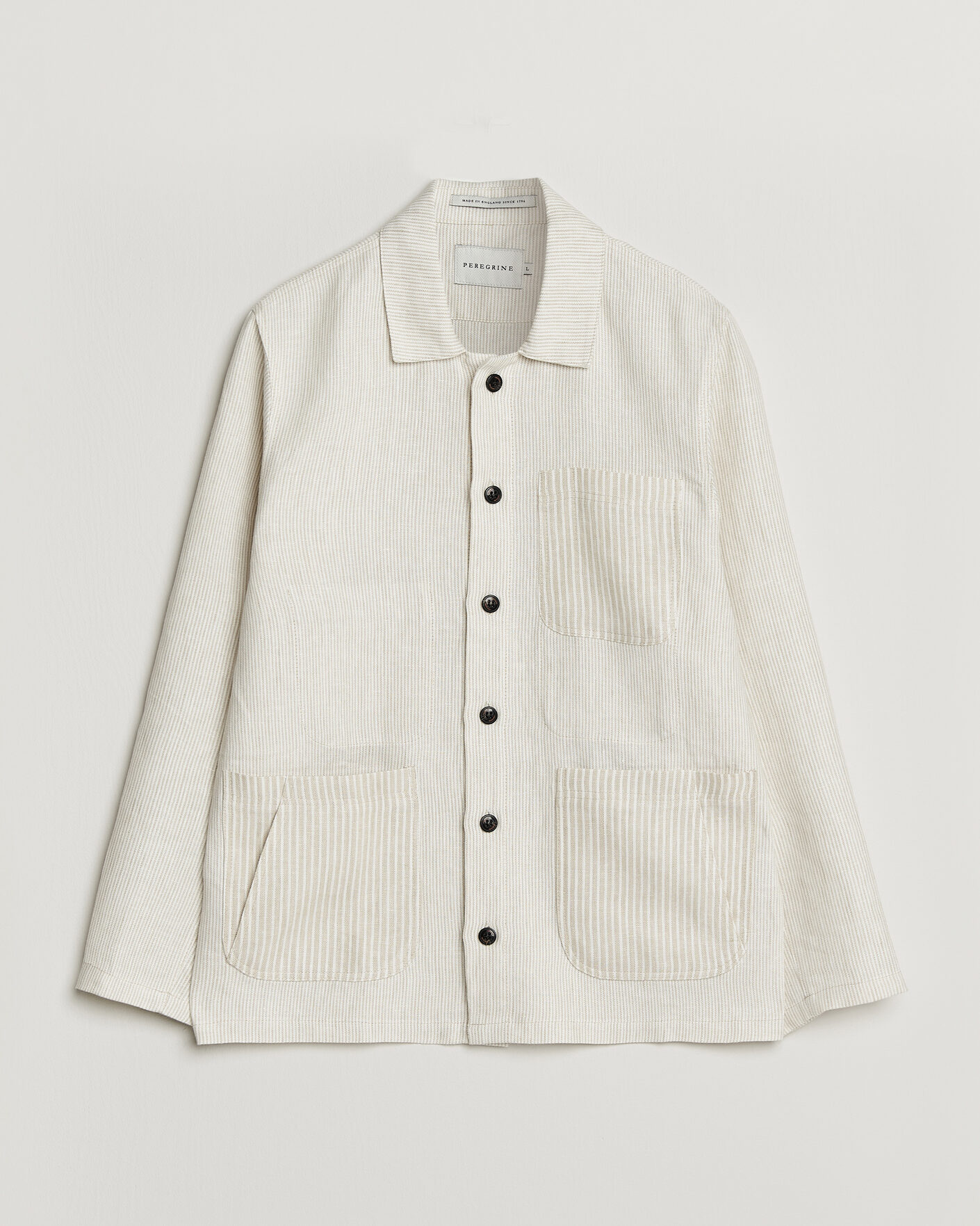 Herr | Skjortor | Peregrine | Windsor Linen Shacket Beige Stripe