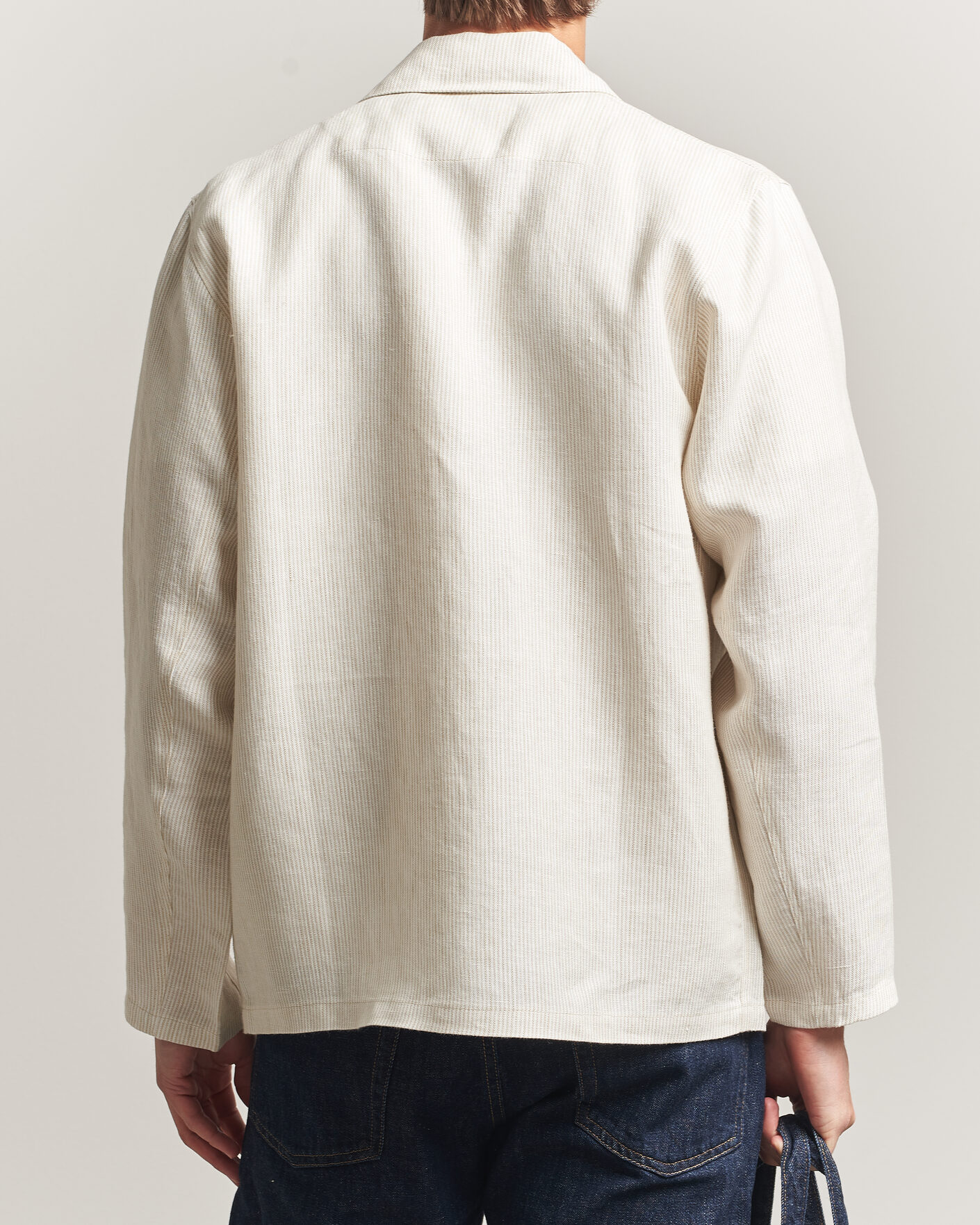 Herr | Skjortor | Peregrine | Windsor Linen Shacket Beige Stripe