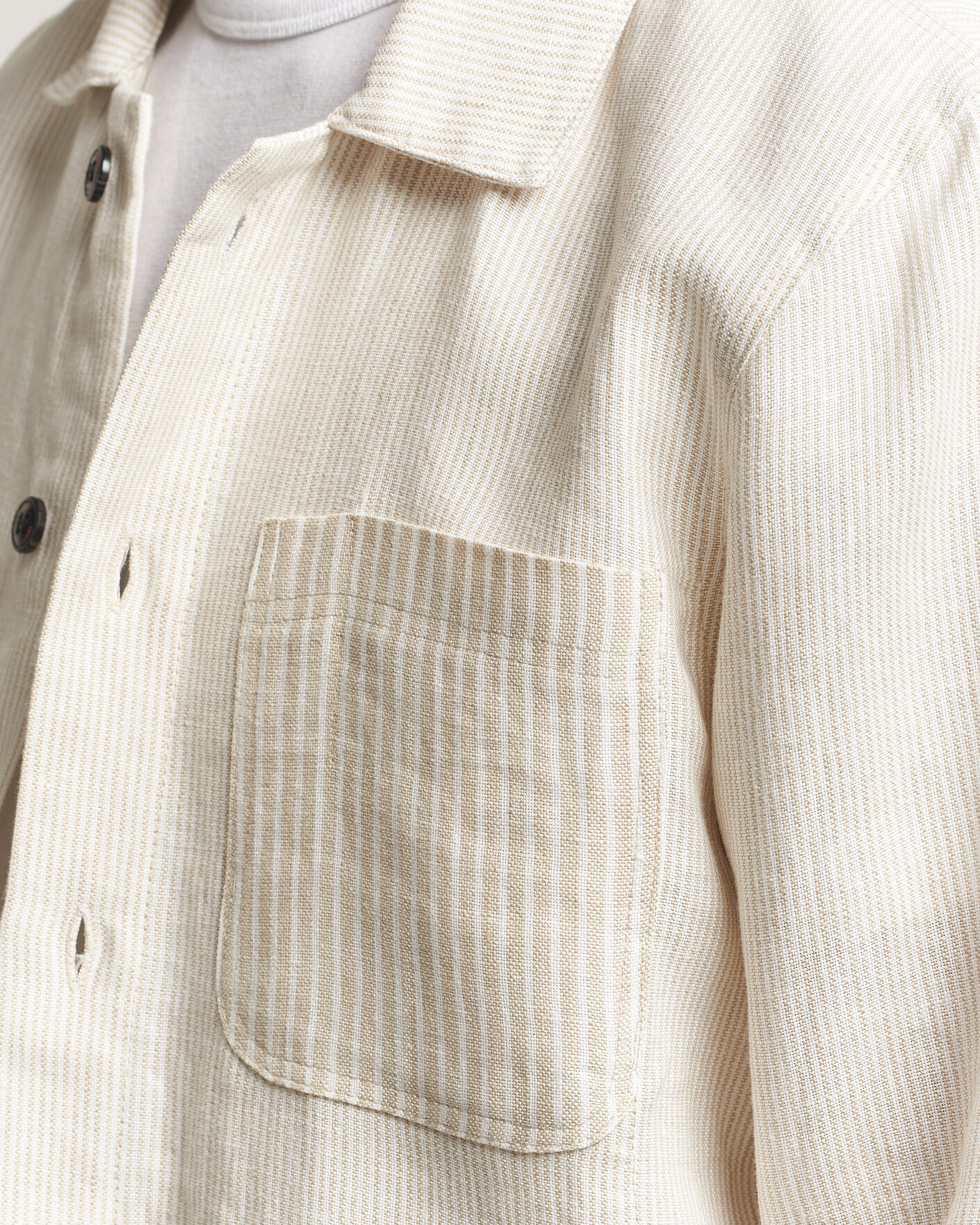 Herr | Skjortor | Peregrine | Windsor Linen Shacket Beige Stripe