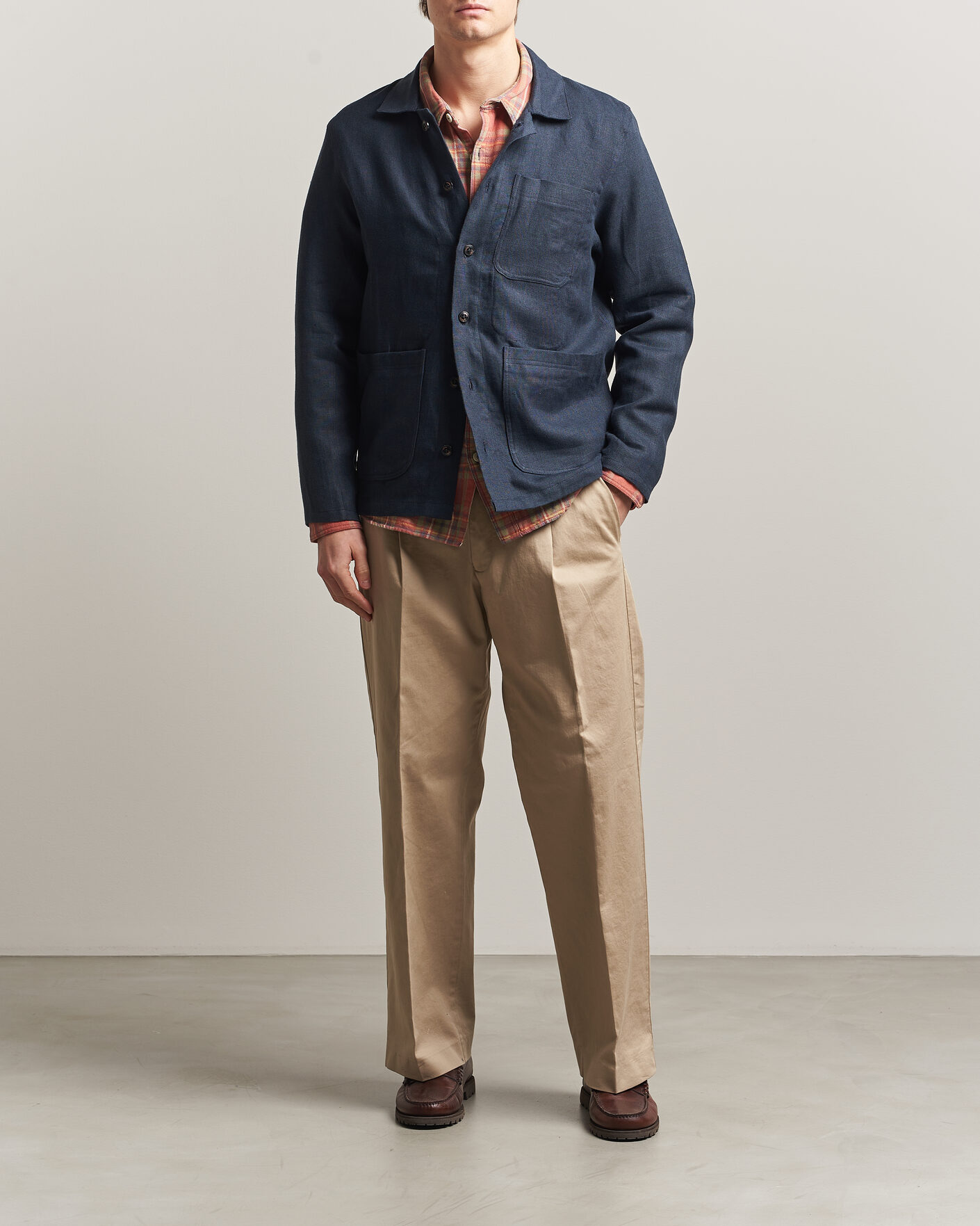Herr | Skjortor | Peregrine | Windsor Linen Shacket Navy