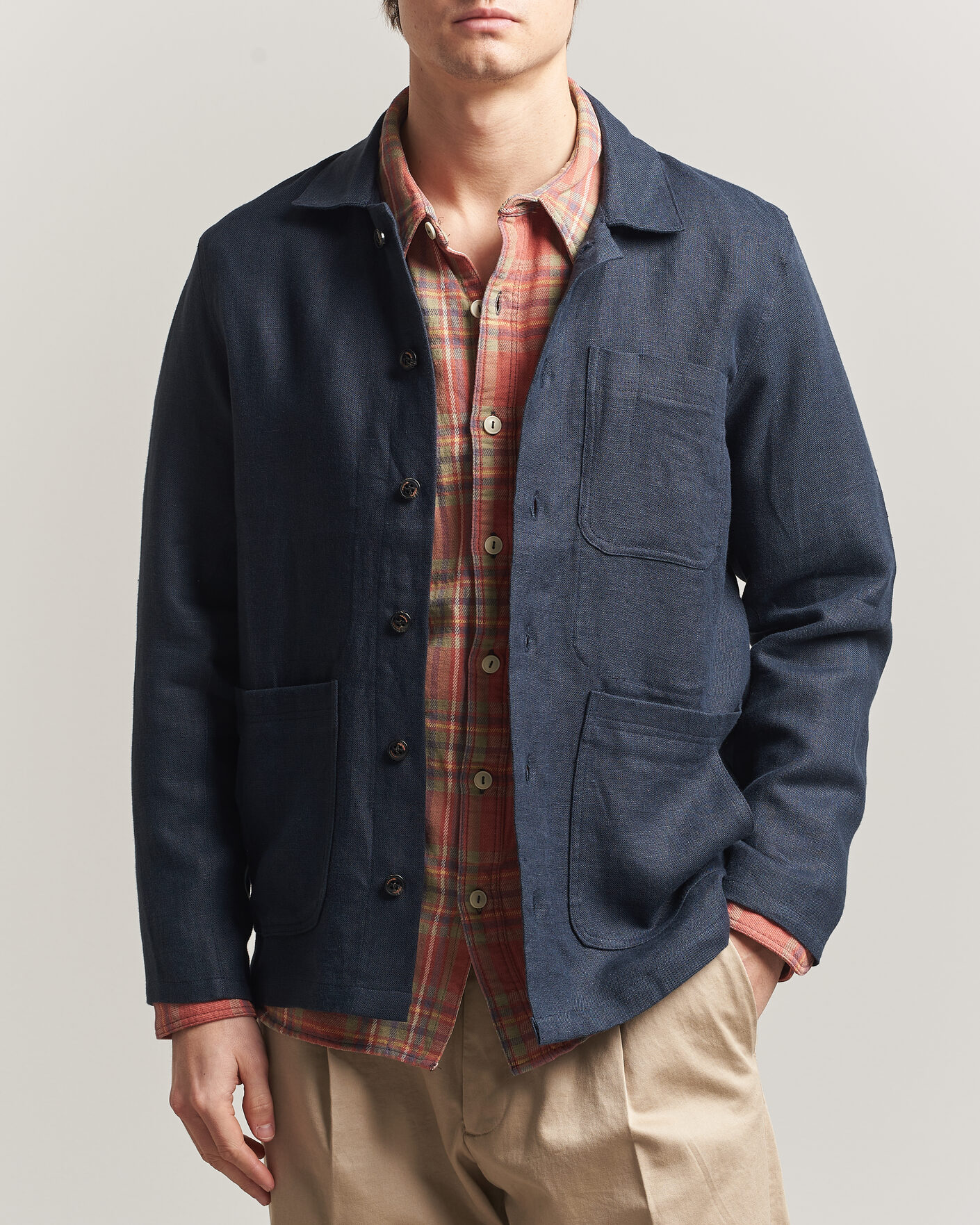 Herr | Skjortor | Peregrine | Windsor Linen Shacket Navy