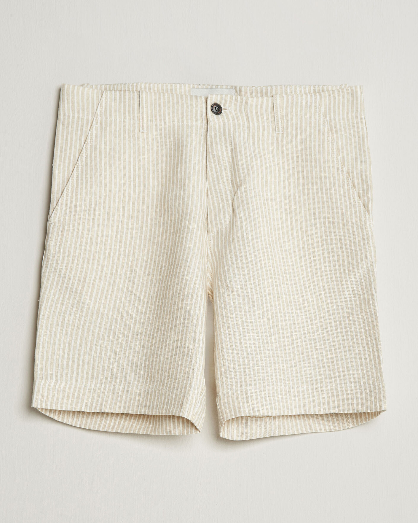 Herr | Skjortor | Peregrine | Windsor Linen Shorts Beige Stripe