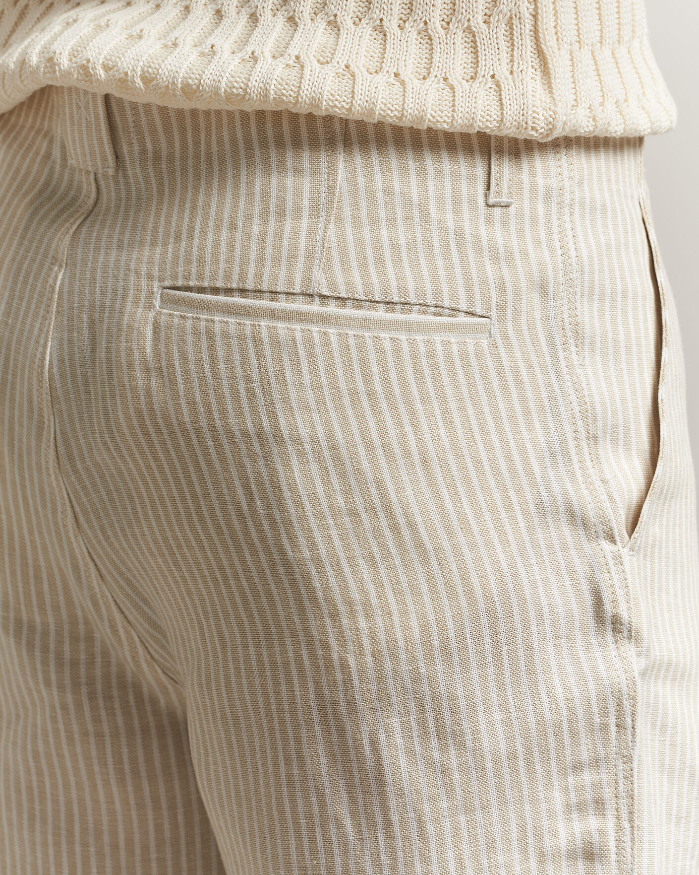 Herr | Skjortor | Peregrine | Windsor Linen Shorts Beige Stripe