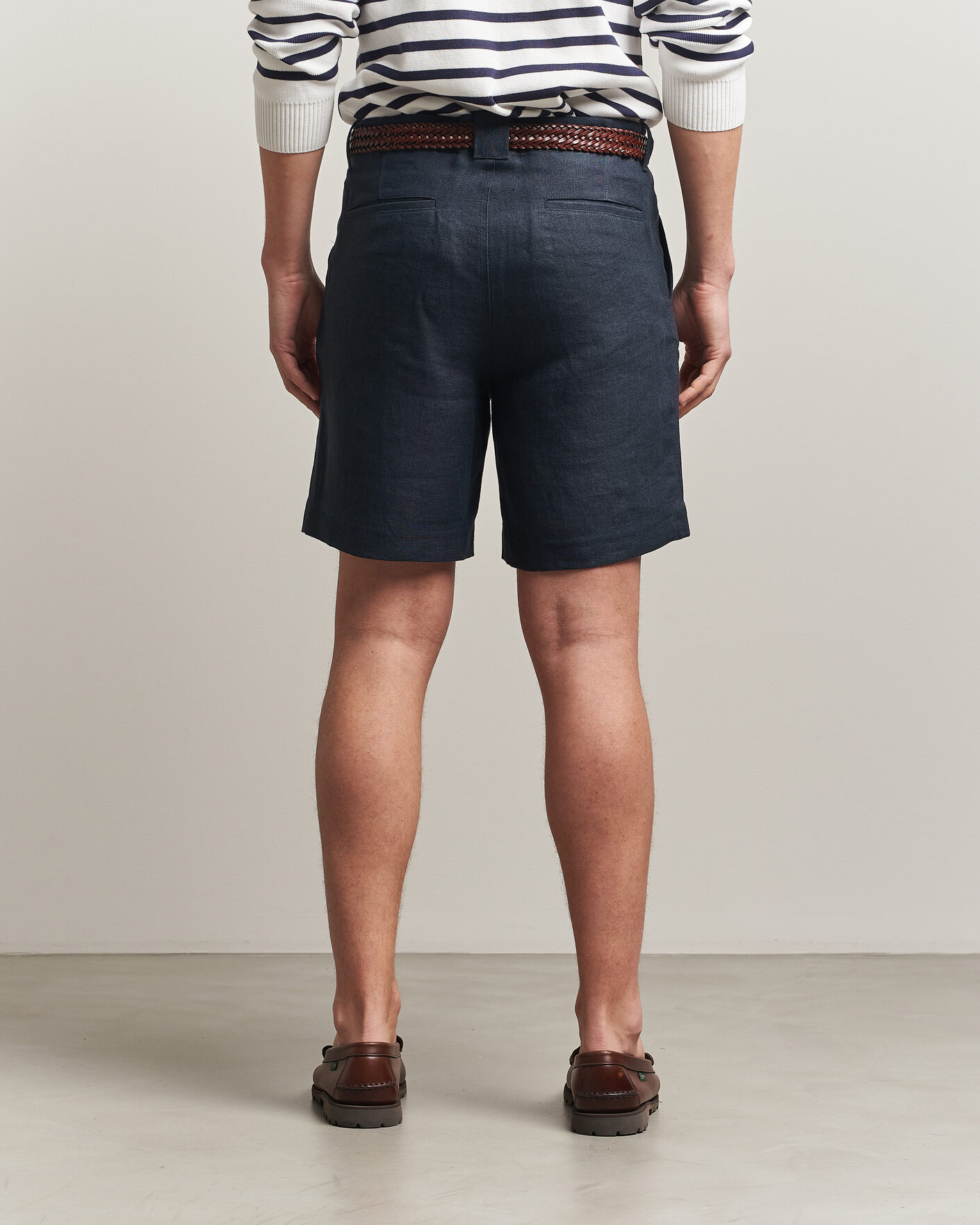 Herr | Shorts | Peregrine | Windsor Linen Shorts Navy Stripe