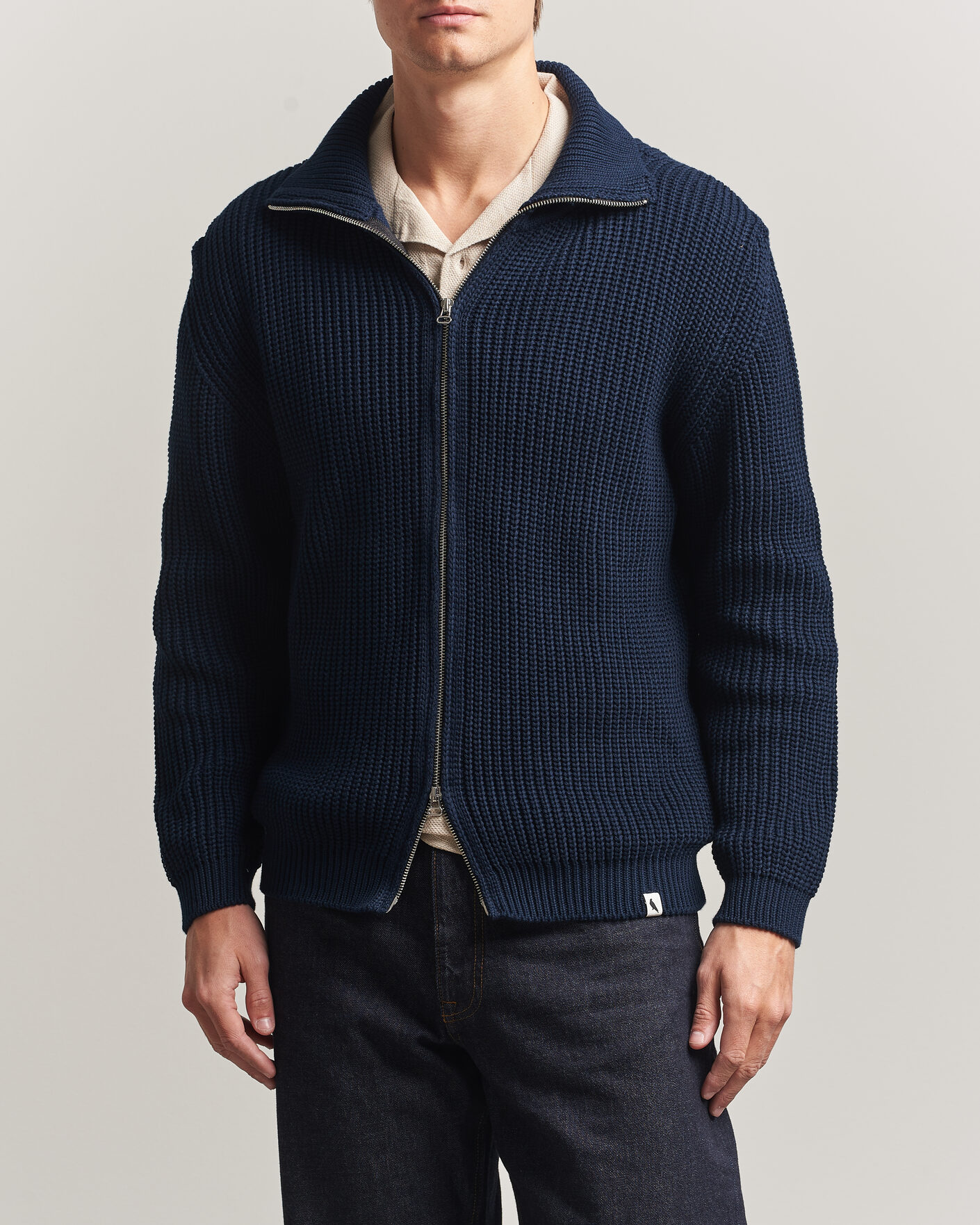Herr | Tröjor | Peregrine | River Cotton Zip Cardigan Navy