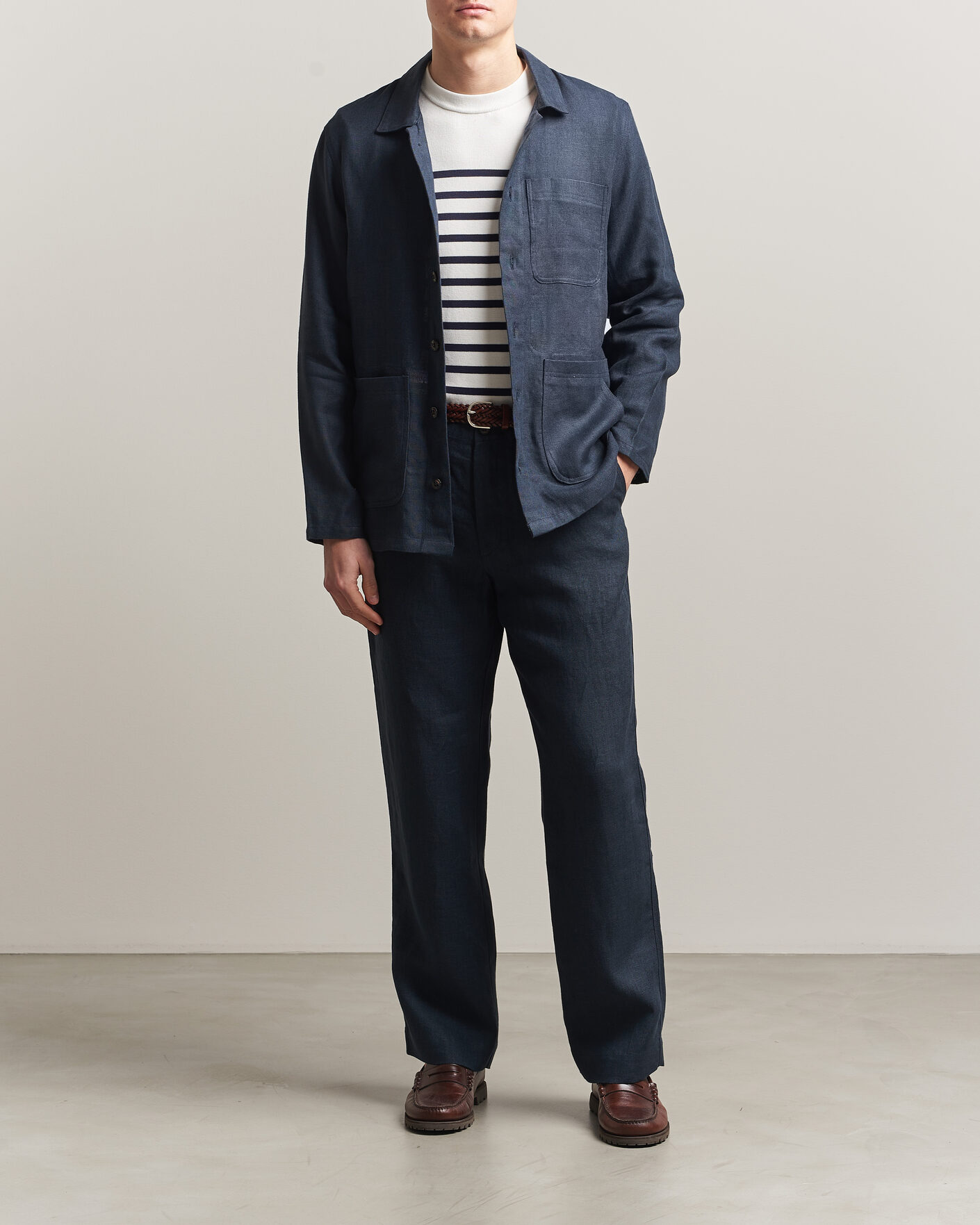 Herr | Byxor | Peregrine | Windsor Linen Trousers Navy