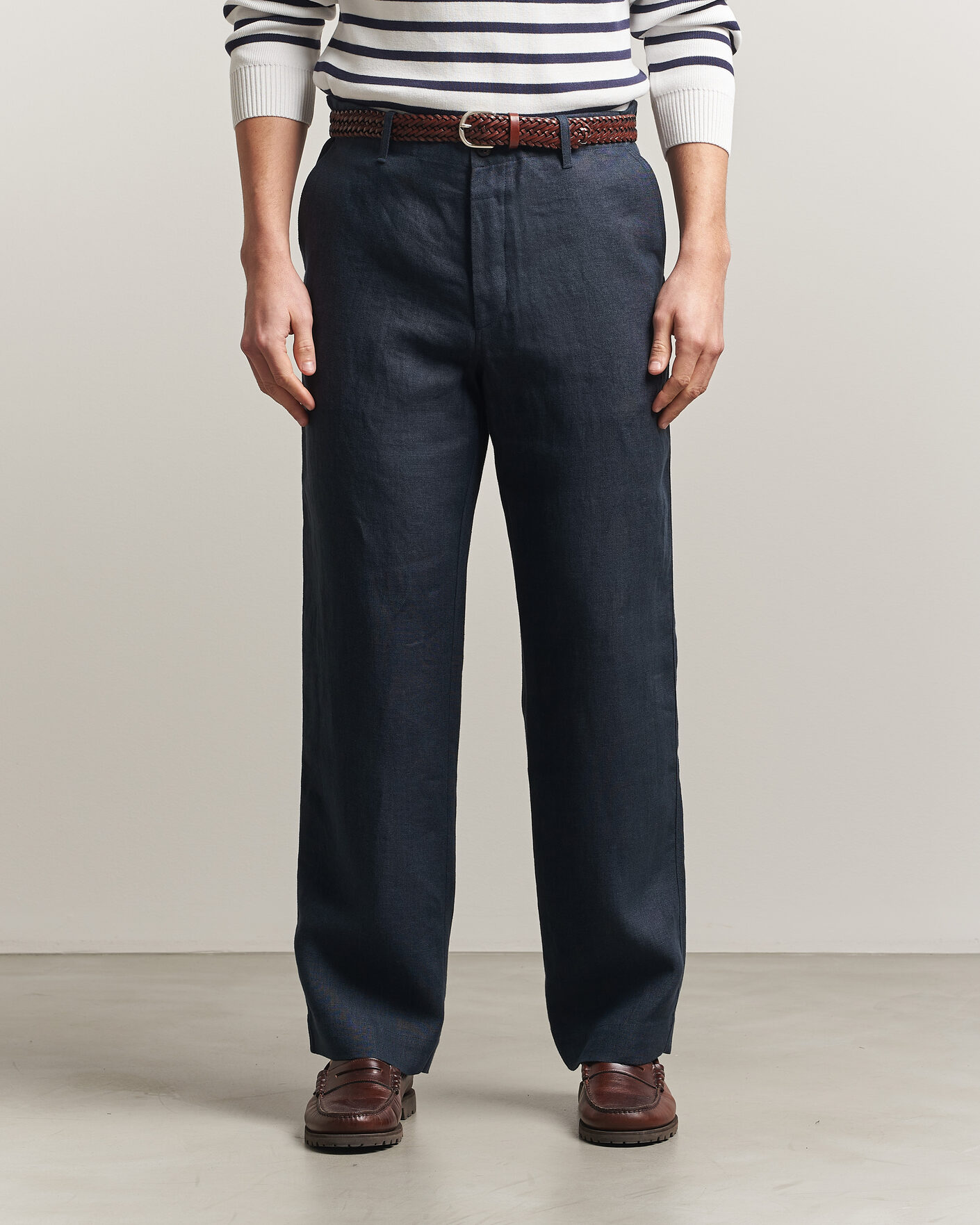 Herr | Byxor | Peregrine | Windsor Linen Trousers Navy