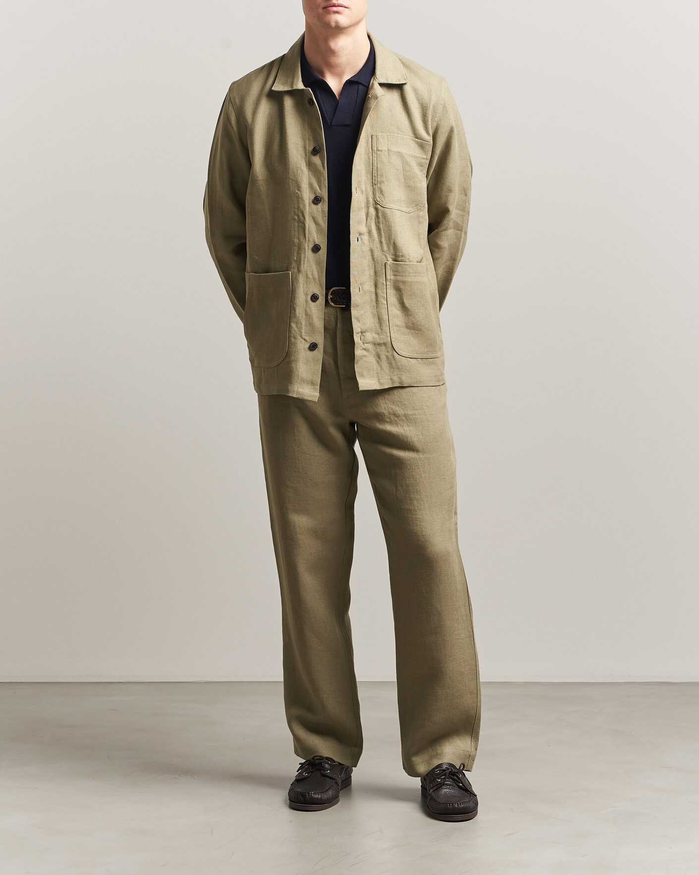 Herr | Byxor | Peregrine | Windsor Linen Trousers Sage