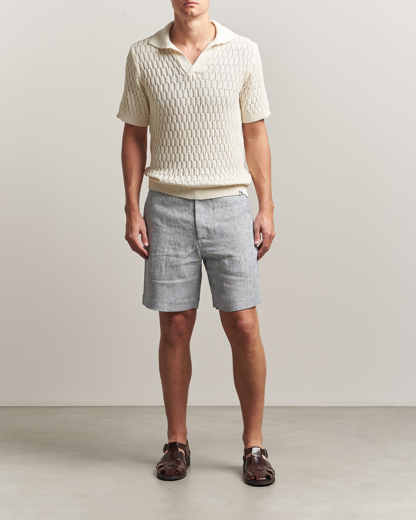 Herr | Pikéer | Peregrine | Cove Knitted Cotton Polo Shirt White