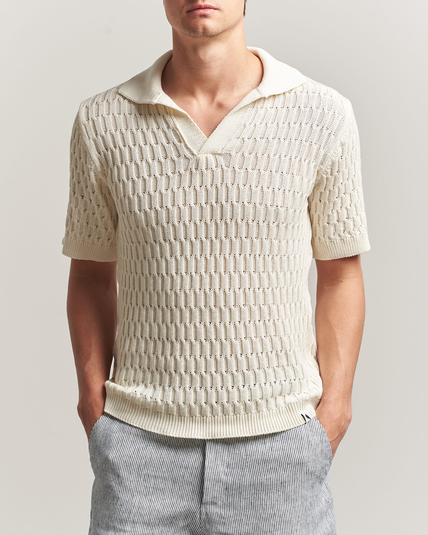 Herr | Pikéer | Peregrine | Cove Knitted Cotton Polo Shirt White