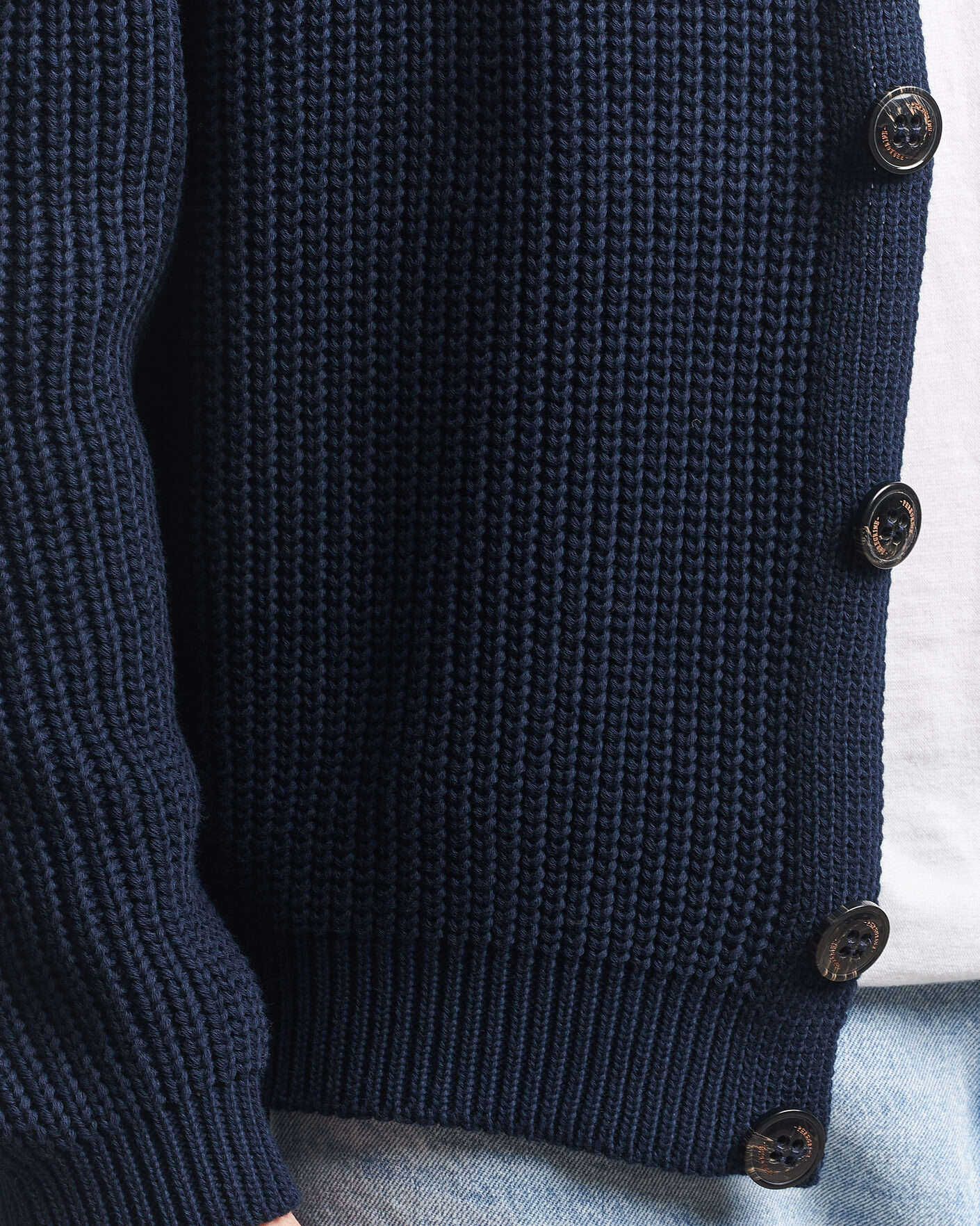 Herr | Tröjor | Peregrine | River Cotton Cardigan Navy