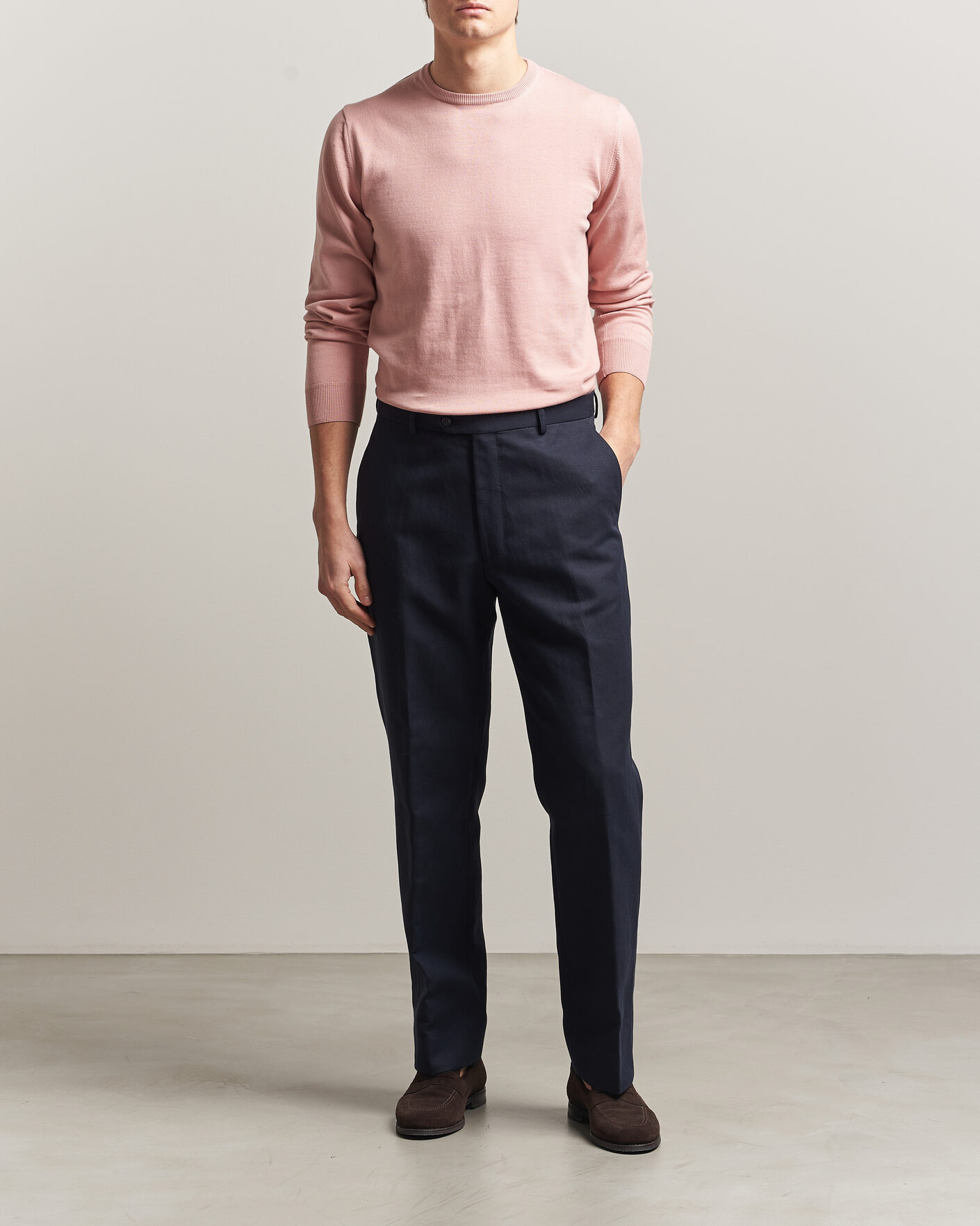 Herr | Tröjor | Morgano | Supersoft Egyptian Cotton Crew Neck Soft Pink