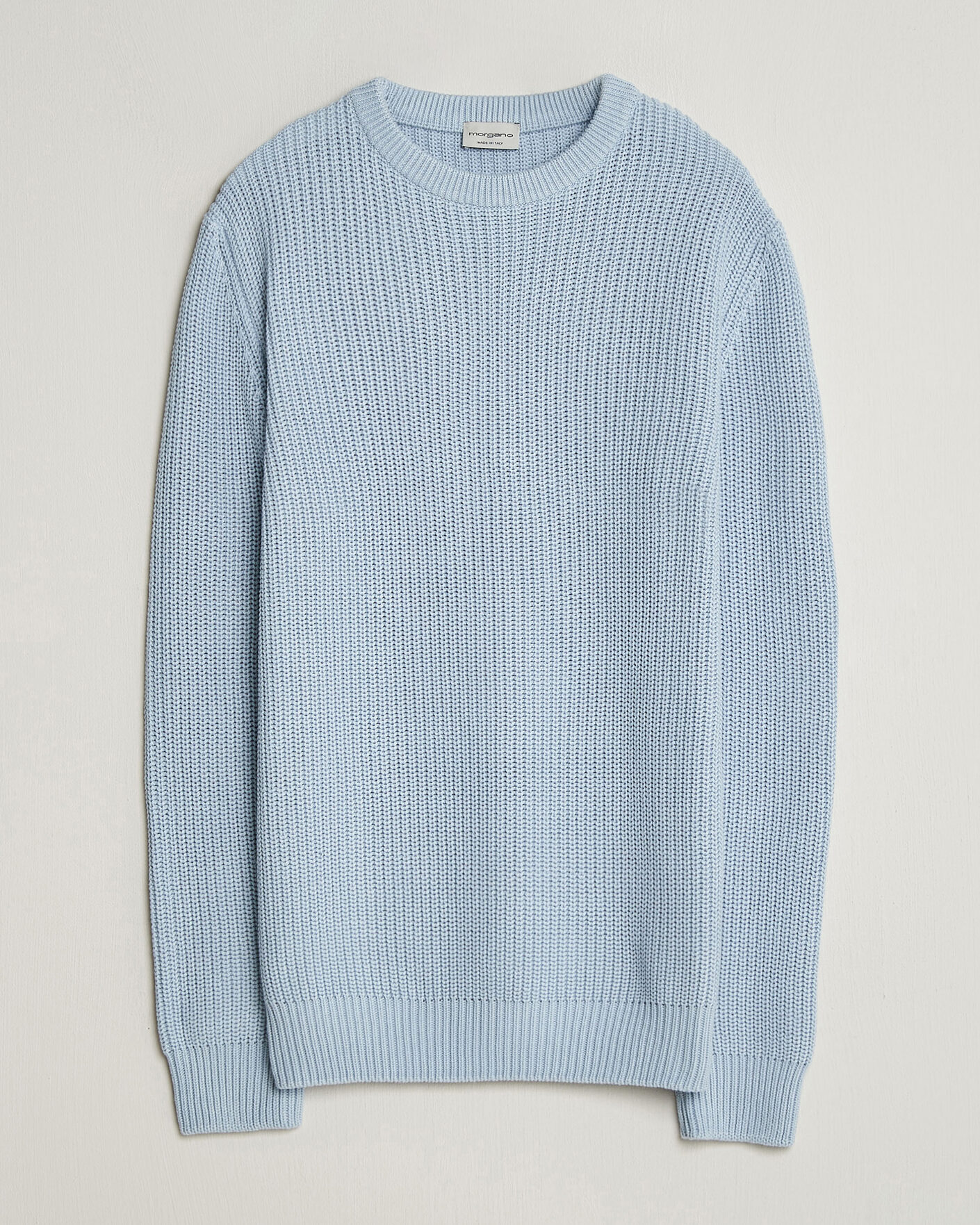 Herr | Tröjor | Morgano | Supersoft Egyptian Cotton Fisher Man Crew Light Blue