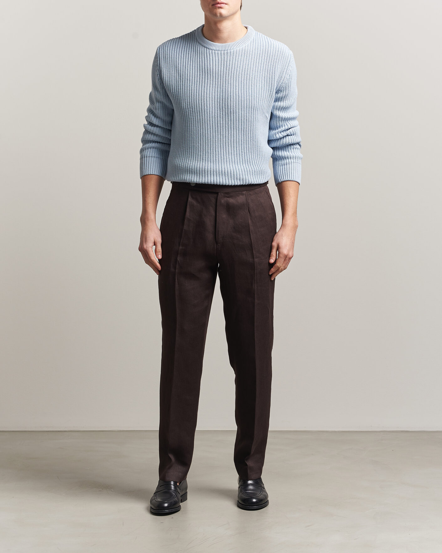 Herr | Tröjor | Morgano | Supersoft Egyptian Cotton Fisher Man Crew Light Blue