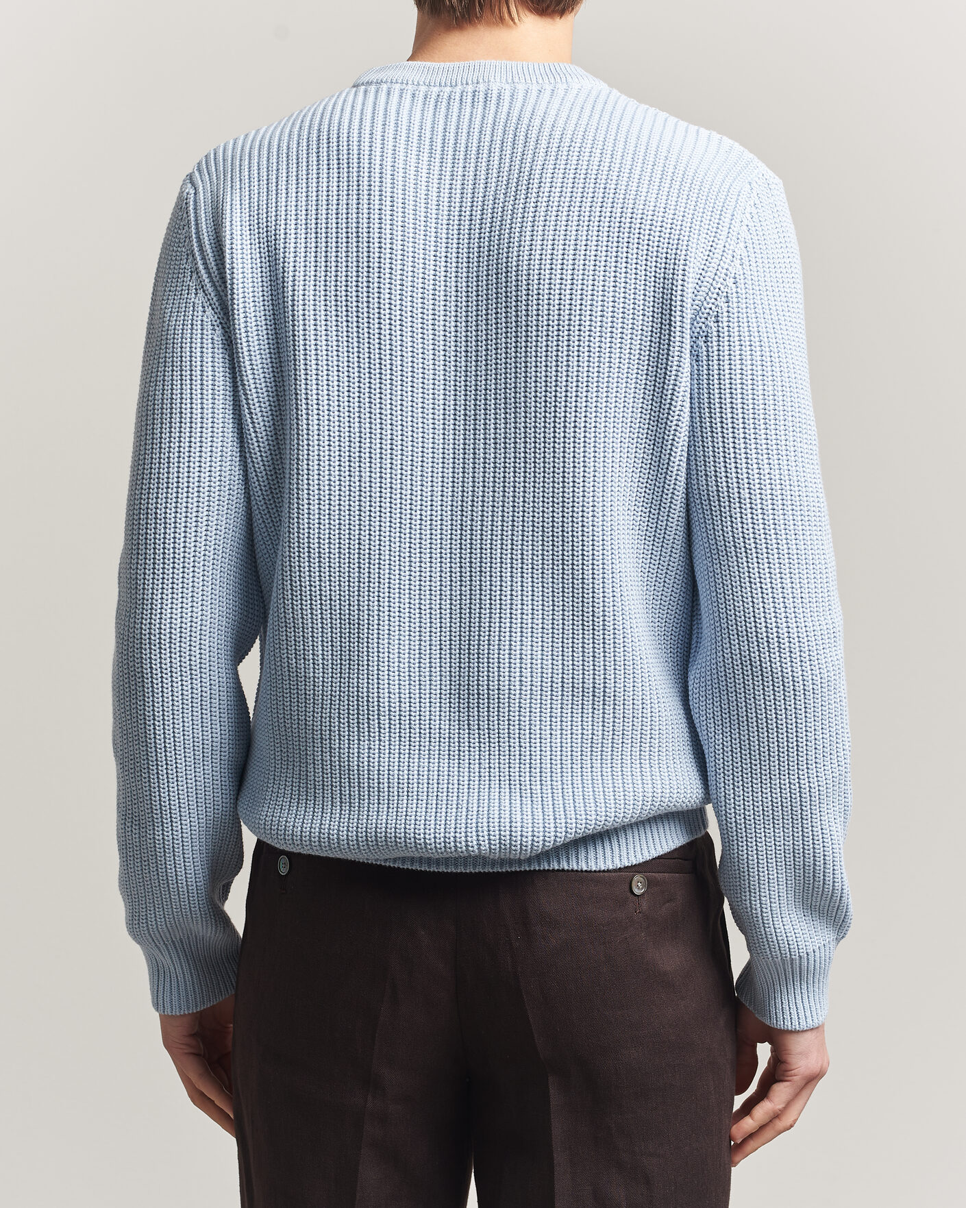 Herr | Tröjor | Morgano | Supersoft Egyptian Cotton Fisher Man Crew Light Blue