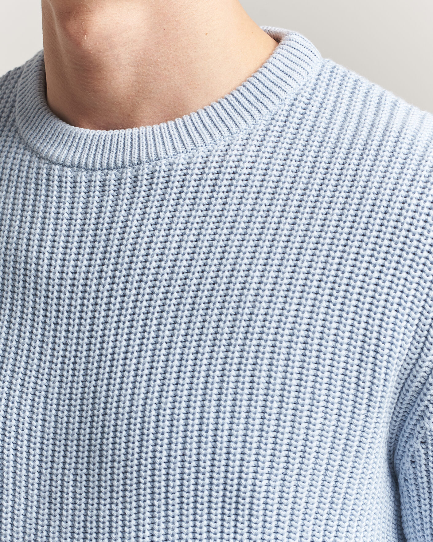 Herr | Tröjor | Morgano | Supersoft Egyptian Cotton Fisher Man Crew Light Blue