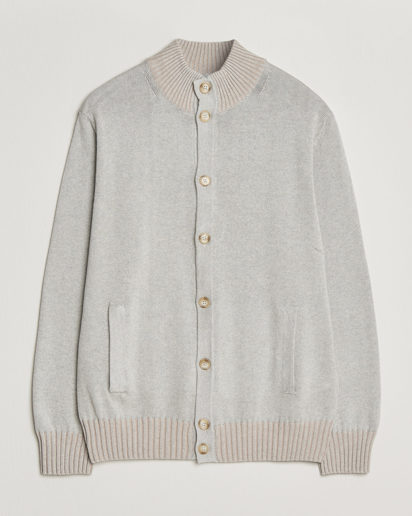 Herr | Tröjor | Morgano | Cotton/Cashmere Knitted Cardigan Light Grey