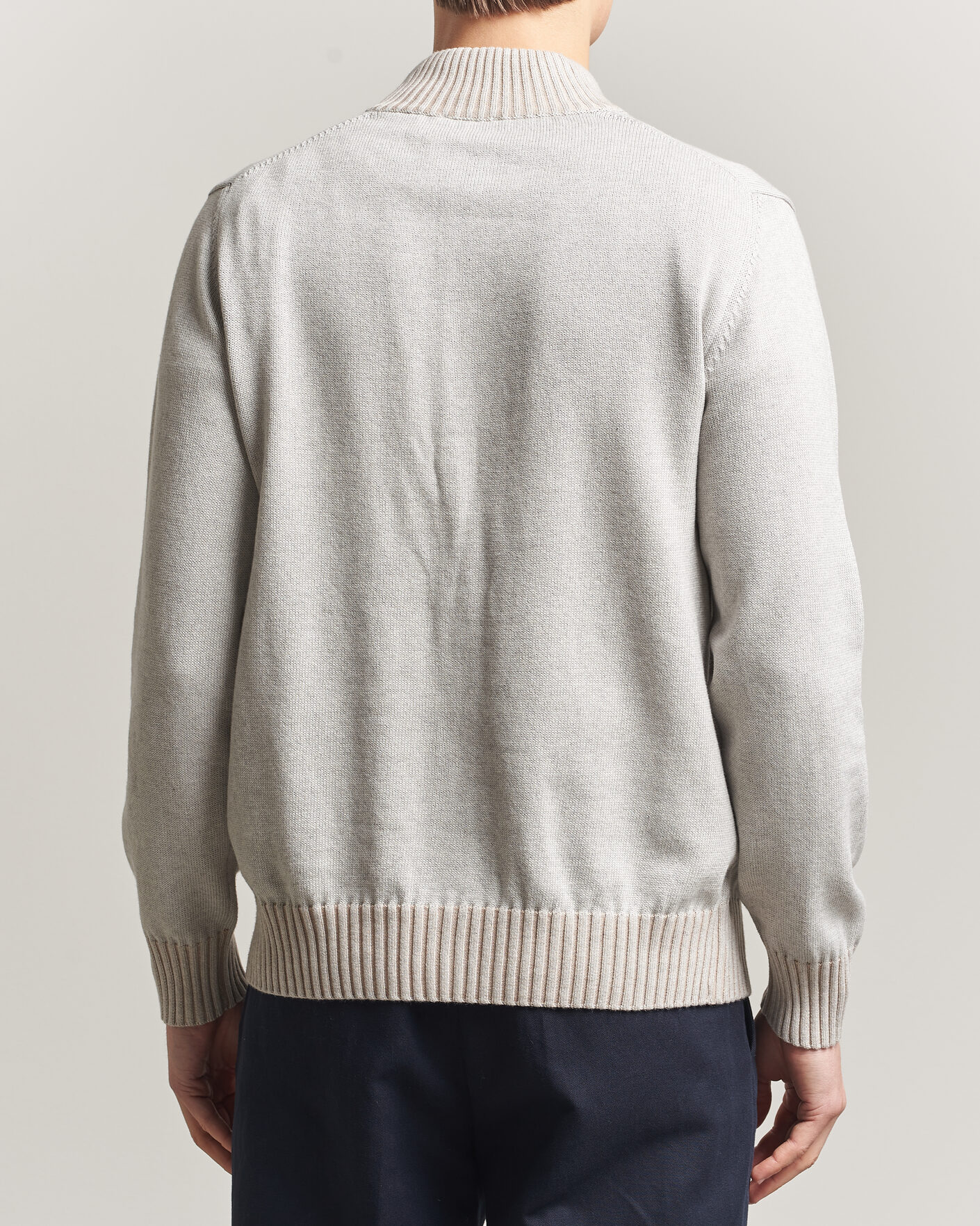 Herr | Tröjor | Morgano | Cotton/Cashmere Knitted Cardigan Light Grey