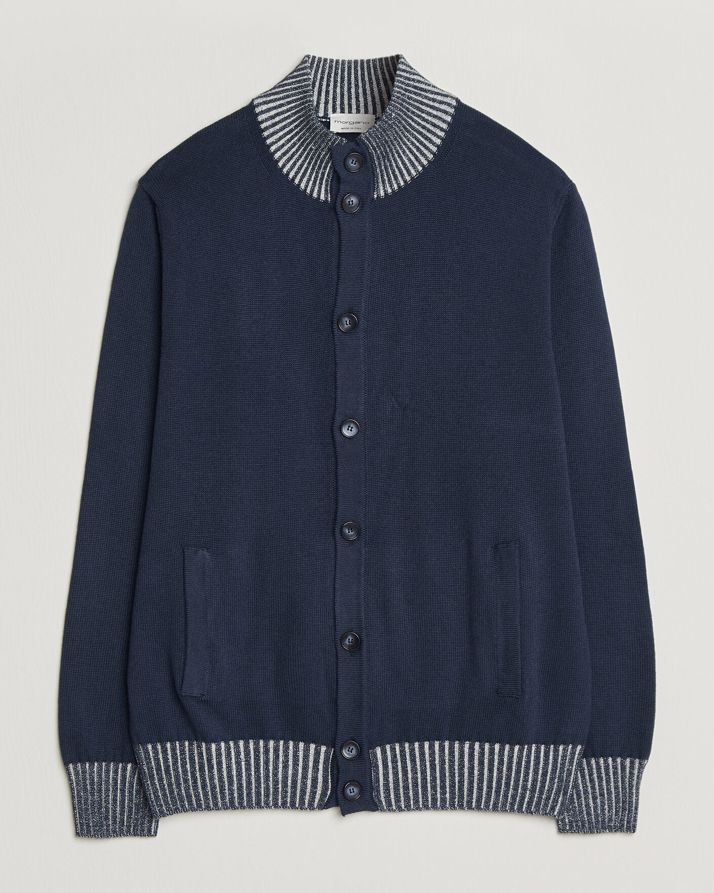 Herr | Tröjor | Morgano | Cotton/Cashmere Knitted Cardigan Navy