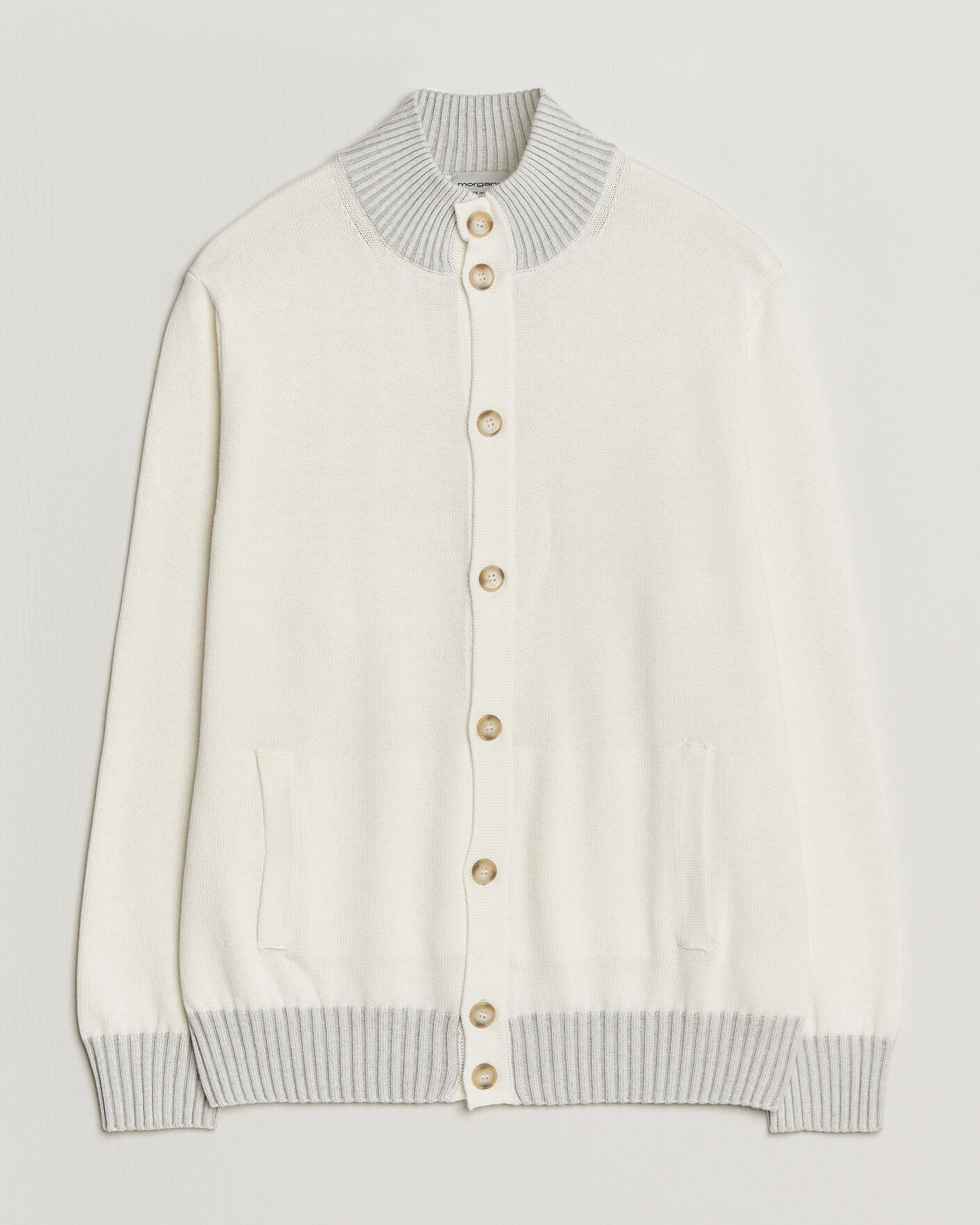 Herr | Tröjor | Morgano | Cotton/Cashmere Knitted Cardigan Cream