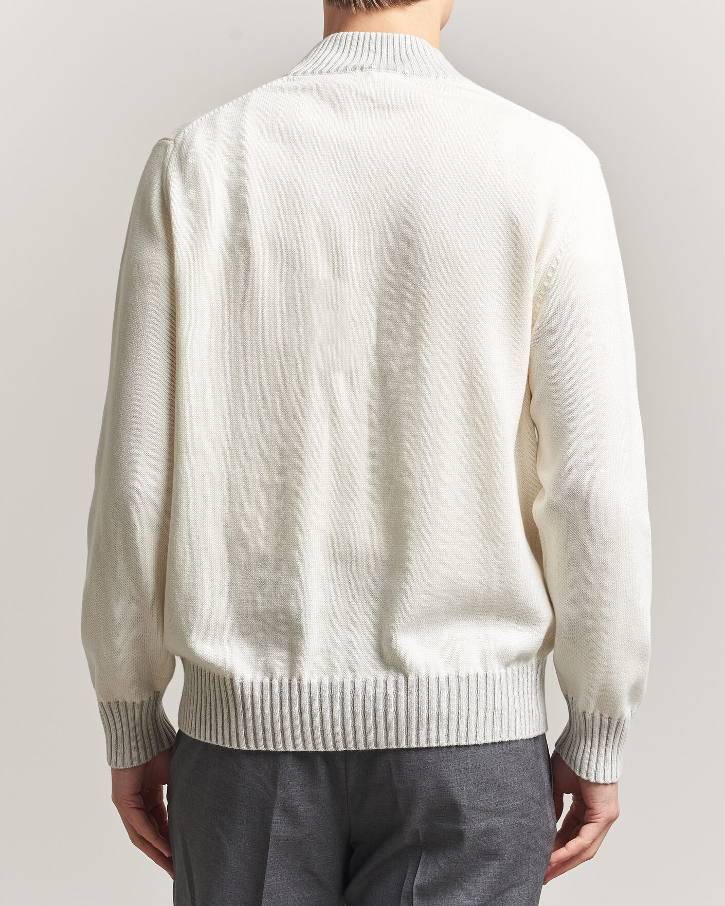 Herr | Tröjor | Morgano | Cotton/Cashmere Knitted Cardigan Cream