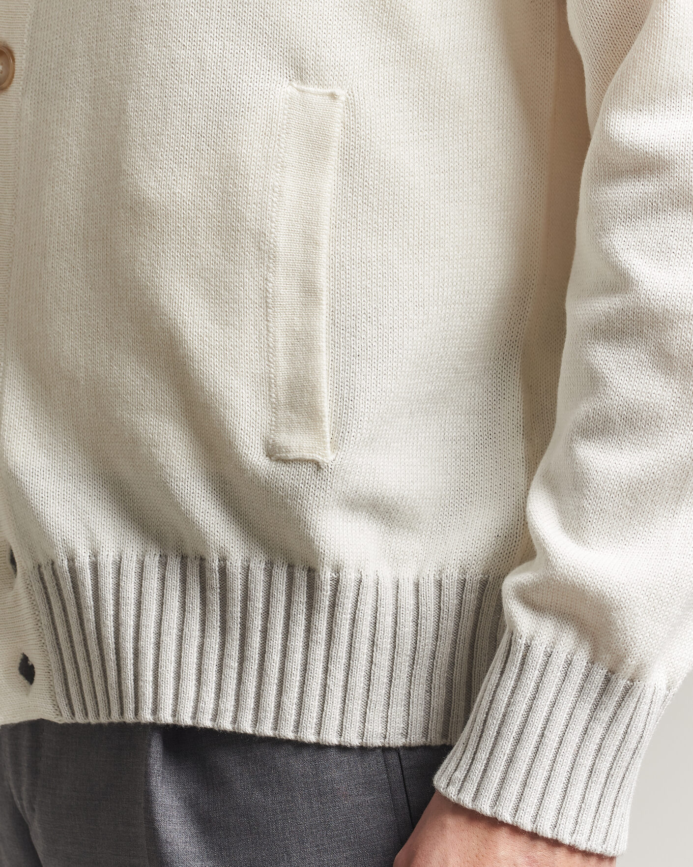 Herr | Tröjor | Morgano | Cotton/Cashmere Knitted Cardigan Cream