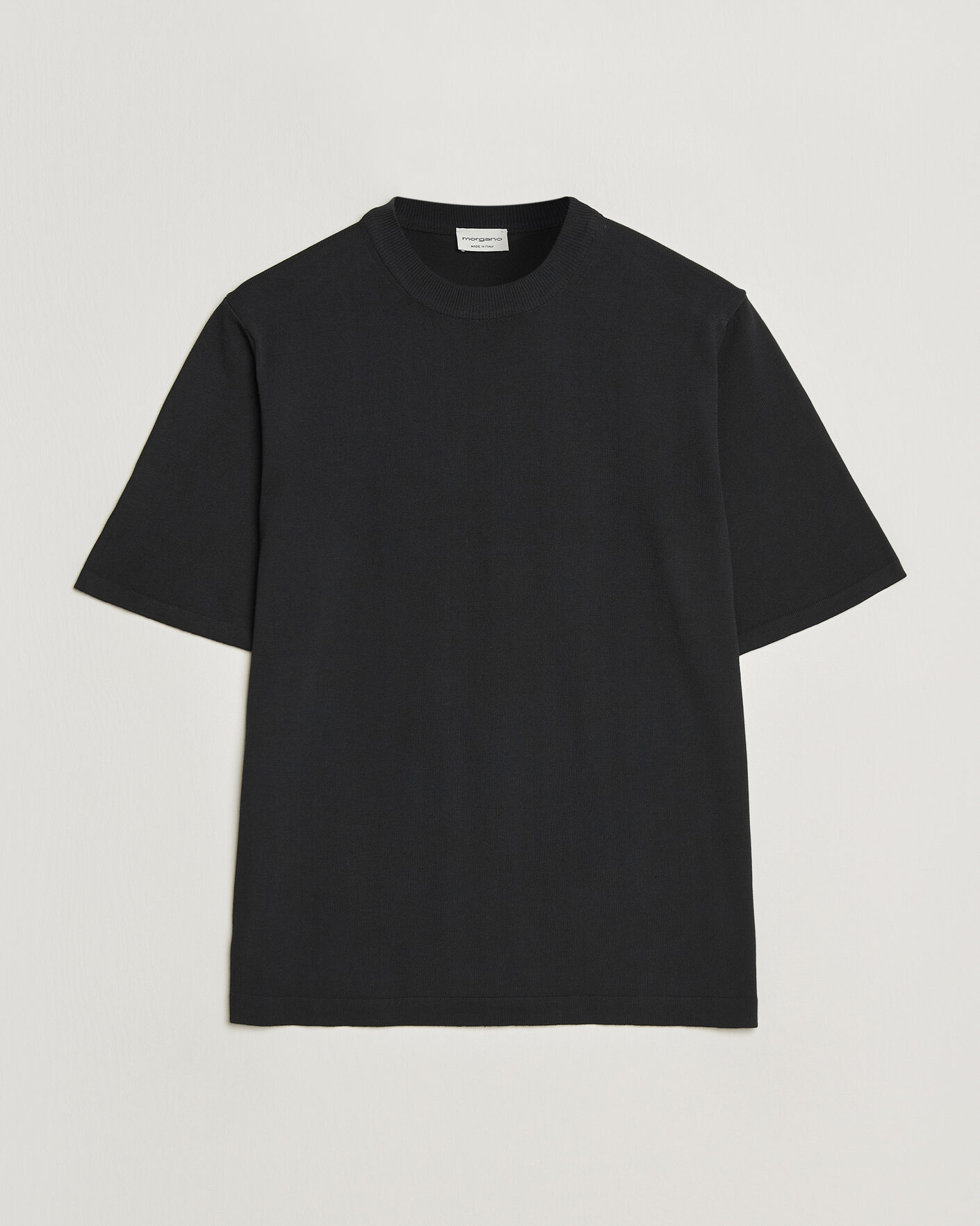 Herr | T-Shirts | Morgano | Knitted Cotton Crepe T-Shirt Black
