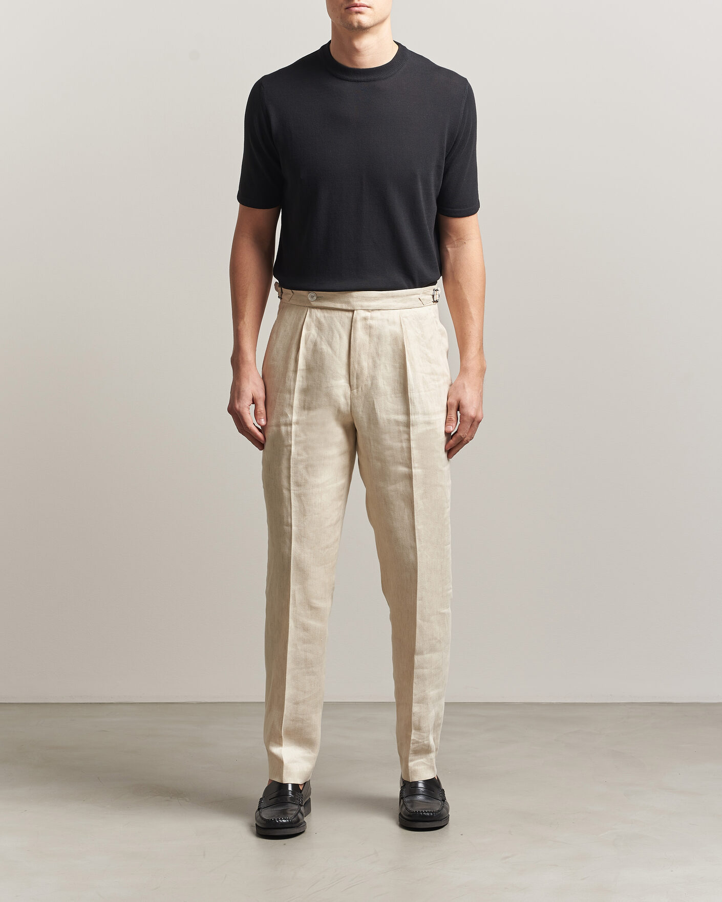 Herr | T-Shirts | Morgano | Knitted Cotton Crepe T-Shirt Black