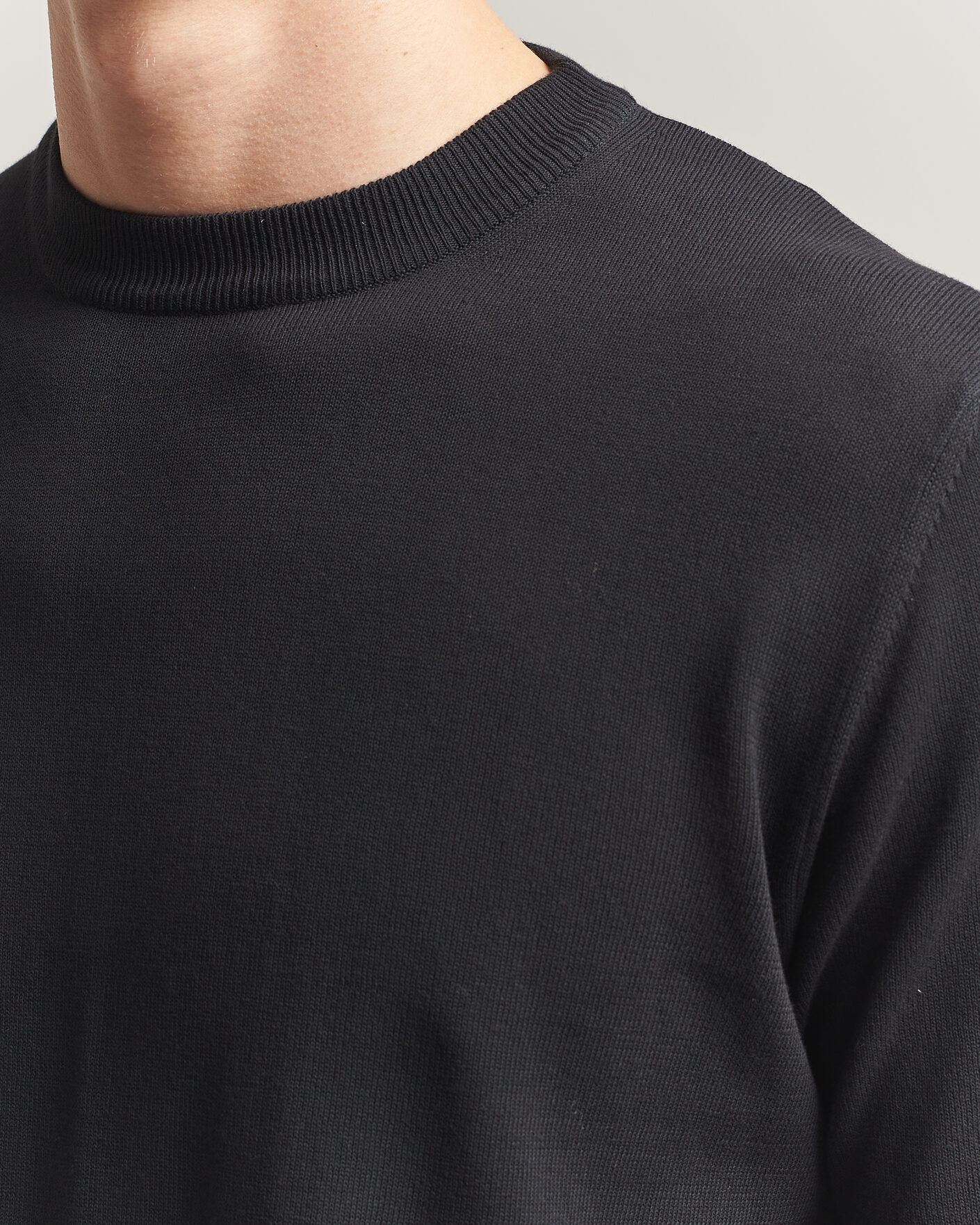 Herr | T-Shirts | Morgano | Knitted Cotton Crepe T-Shirt Black