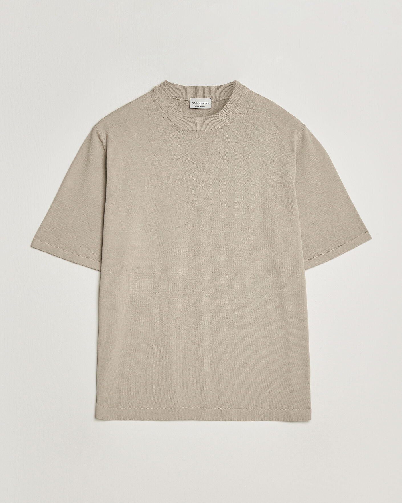 Herr | T-Shirts | Morgano | Knitted Cotton Crepe T-Shirt Beige