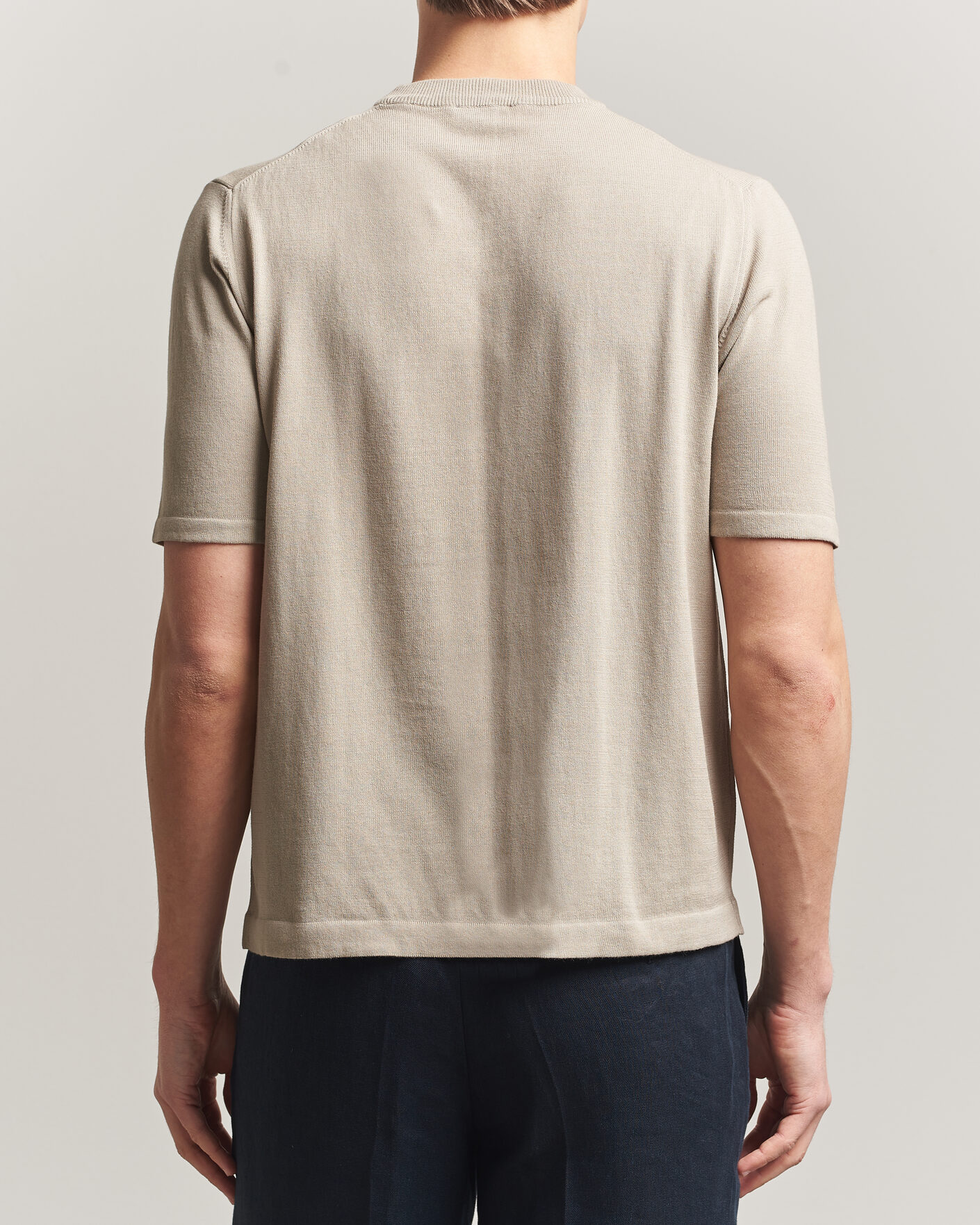 Herr | T-Shirts | Morgano | Knitted Cotton Crepe T-Shirt Beige