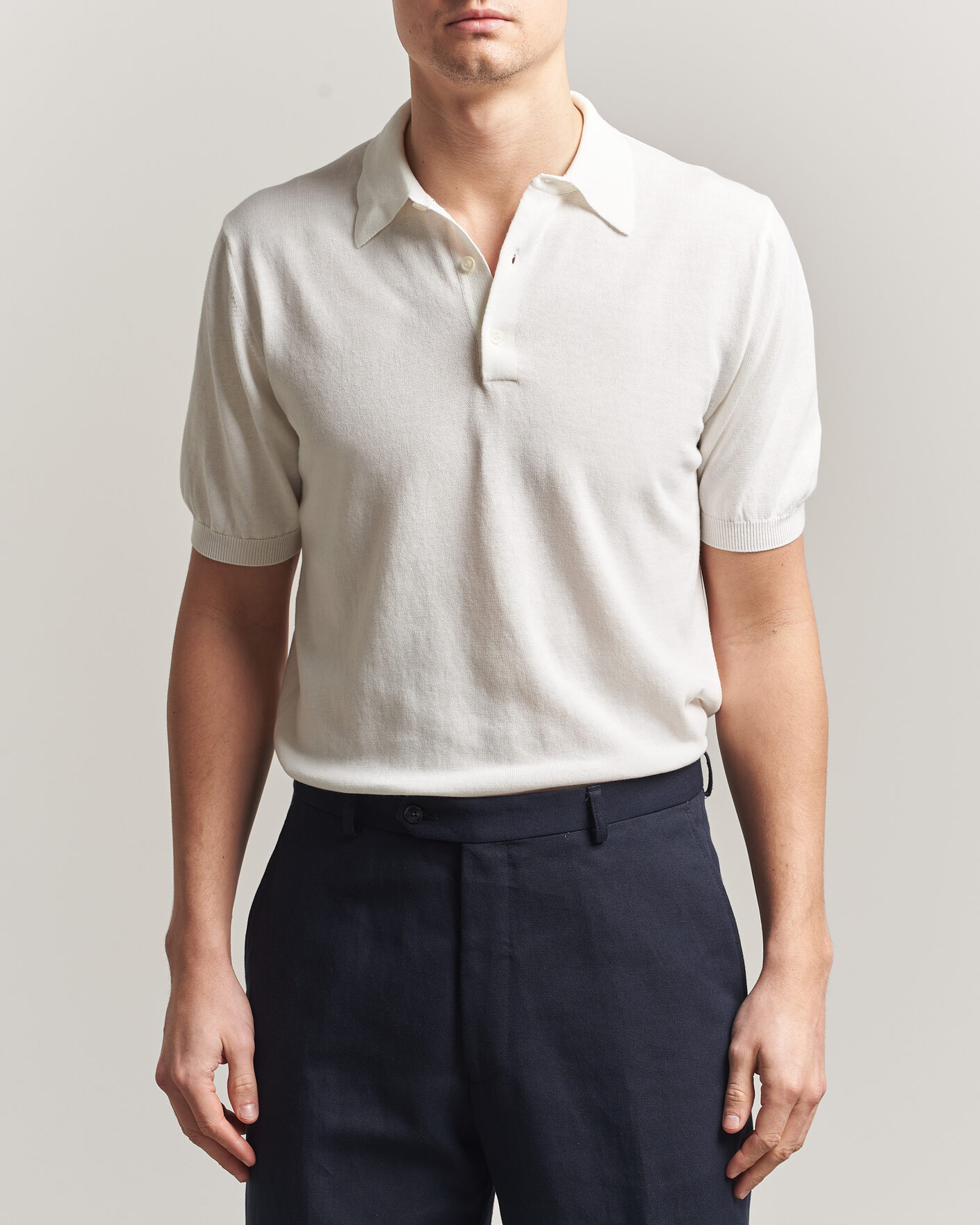 Herr | Pikéer | Morgano | Knitted Cotton Crepe Polo Latte
