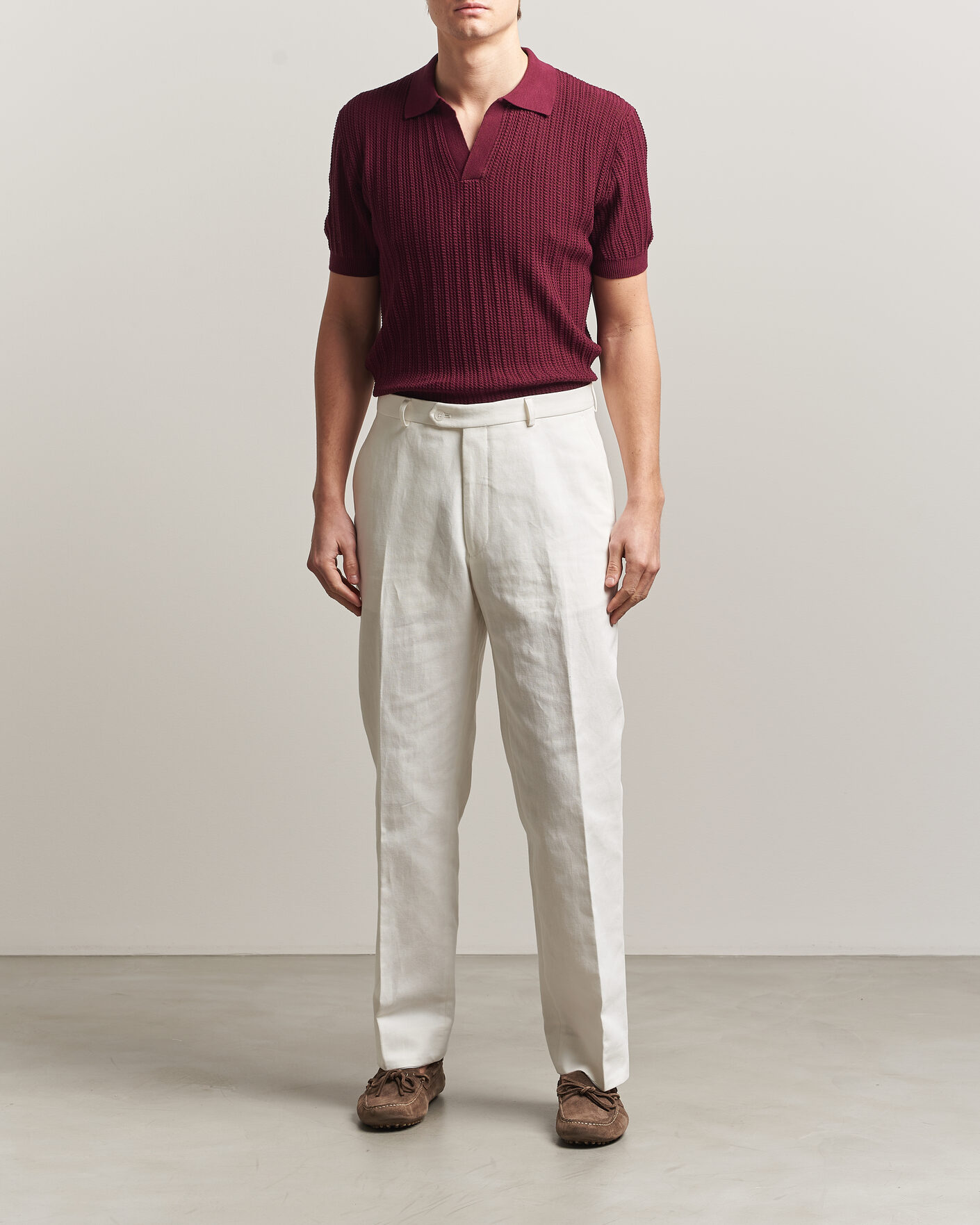 Herr | Pikéer | Morgano | Structured Knitted Polo Burgundy