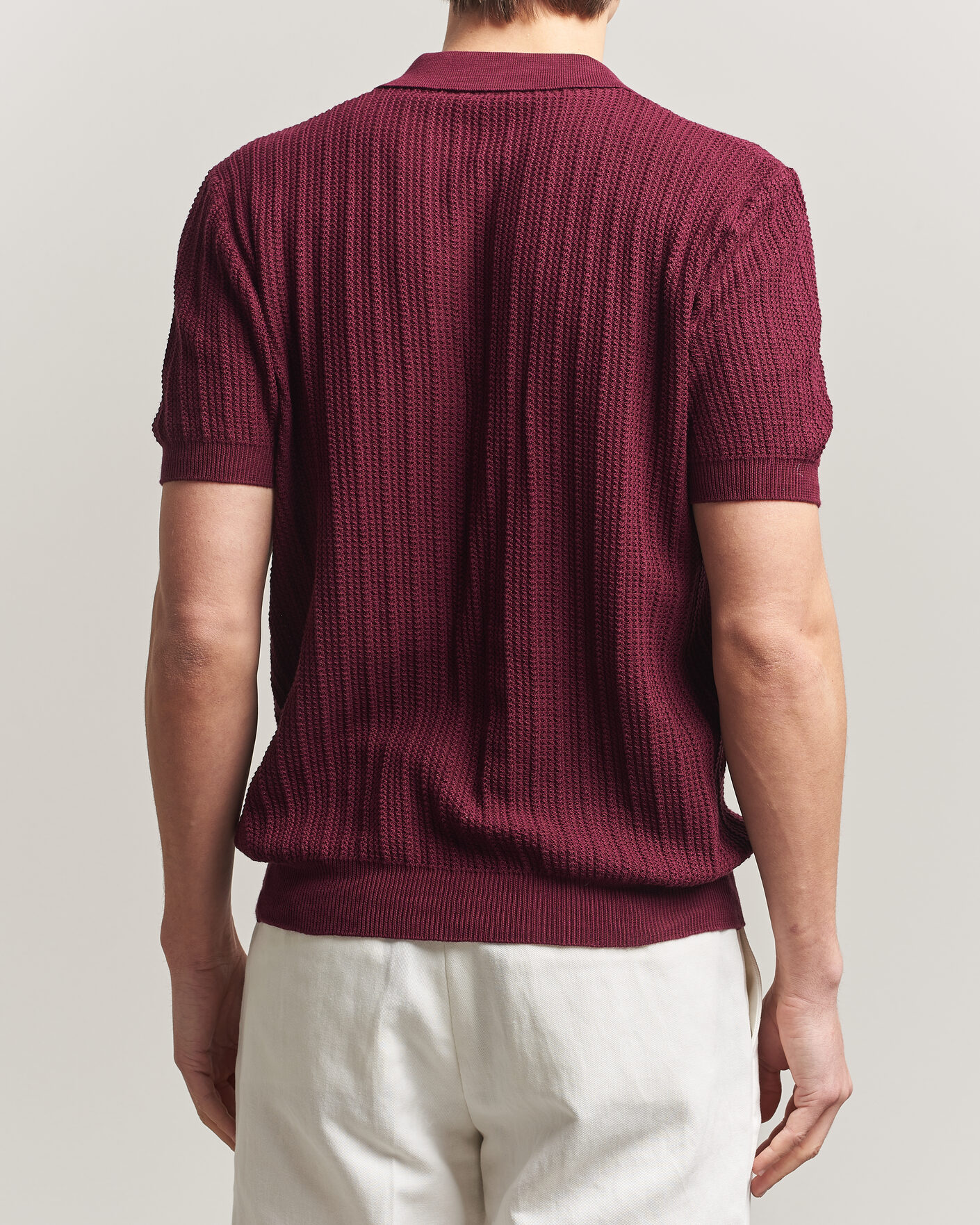 Herr | Pikéer | Morgano | Structured Knitted Polo Burgundy