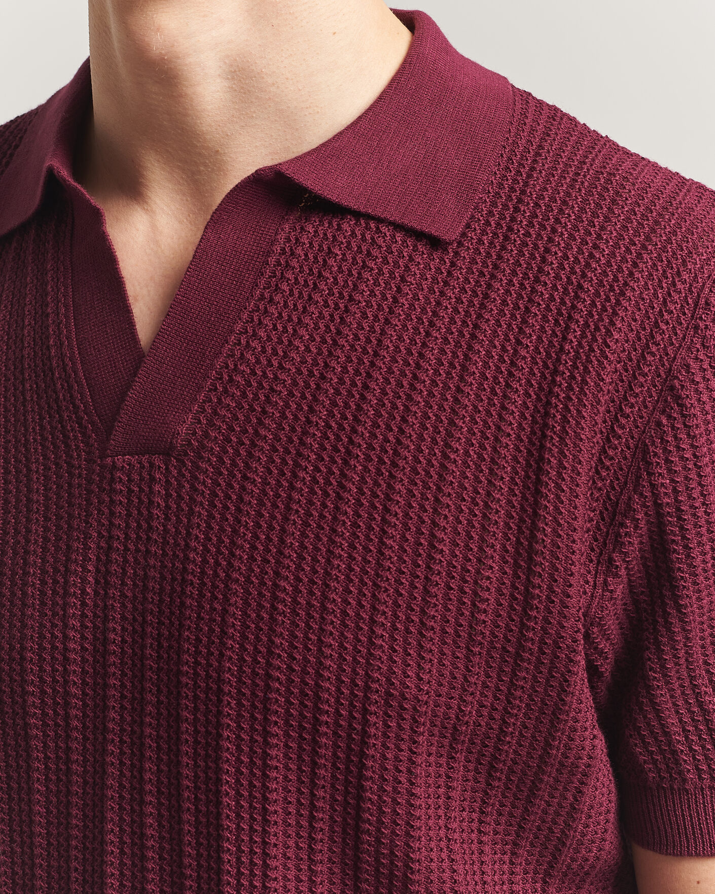 Herr | Pikéer | Morgano | Structured Knitted Polo Burgundy