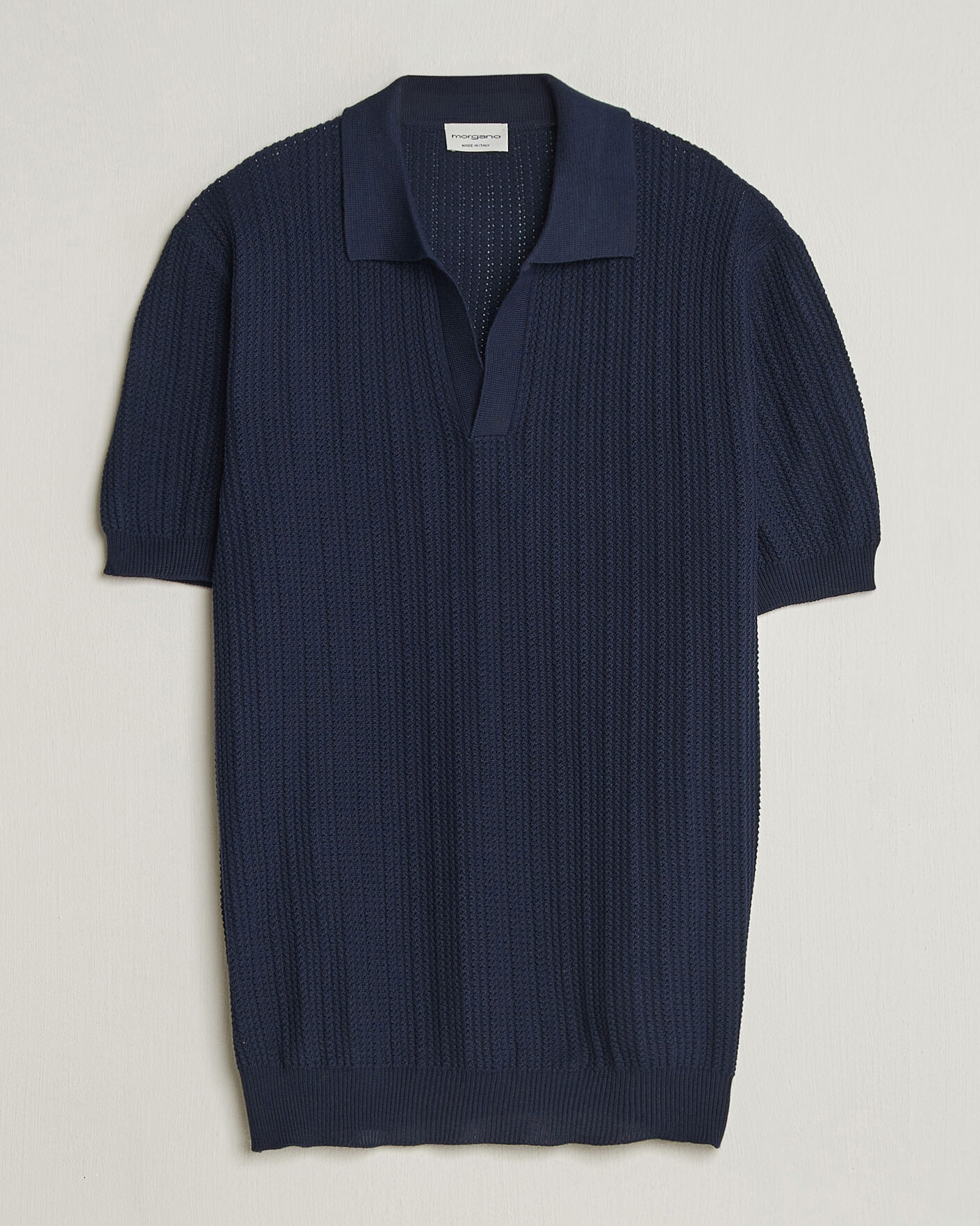 Herr | Pikéer | Morgano | Structured Knitted Polo Navy