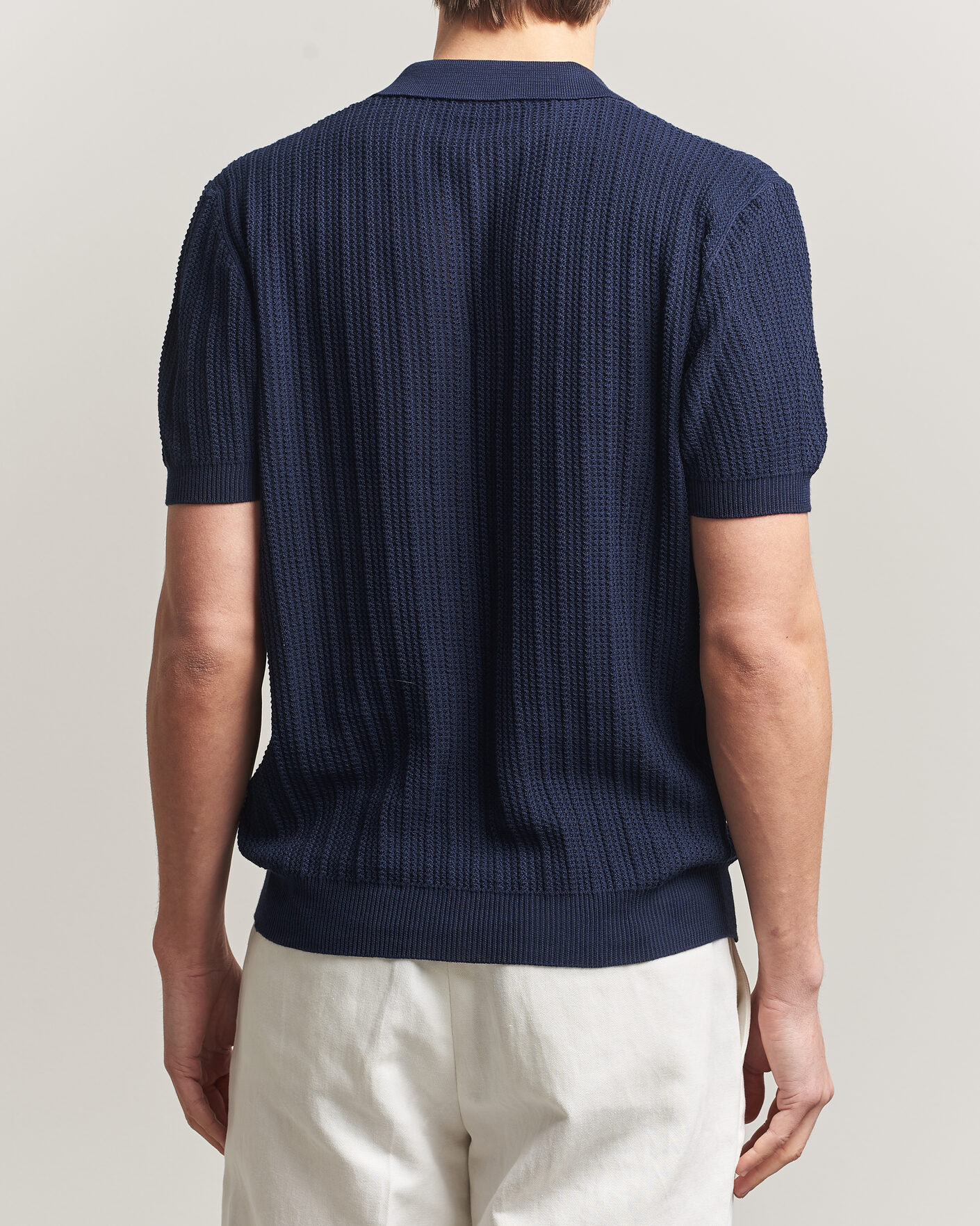 Herr | Pikéer | Morgano | Structured Knitted Polo Navy