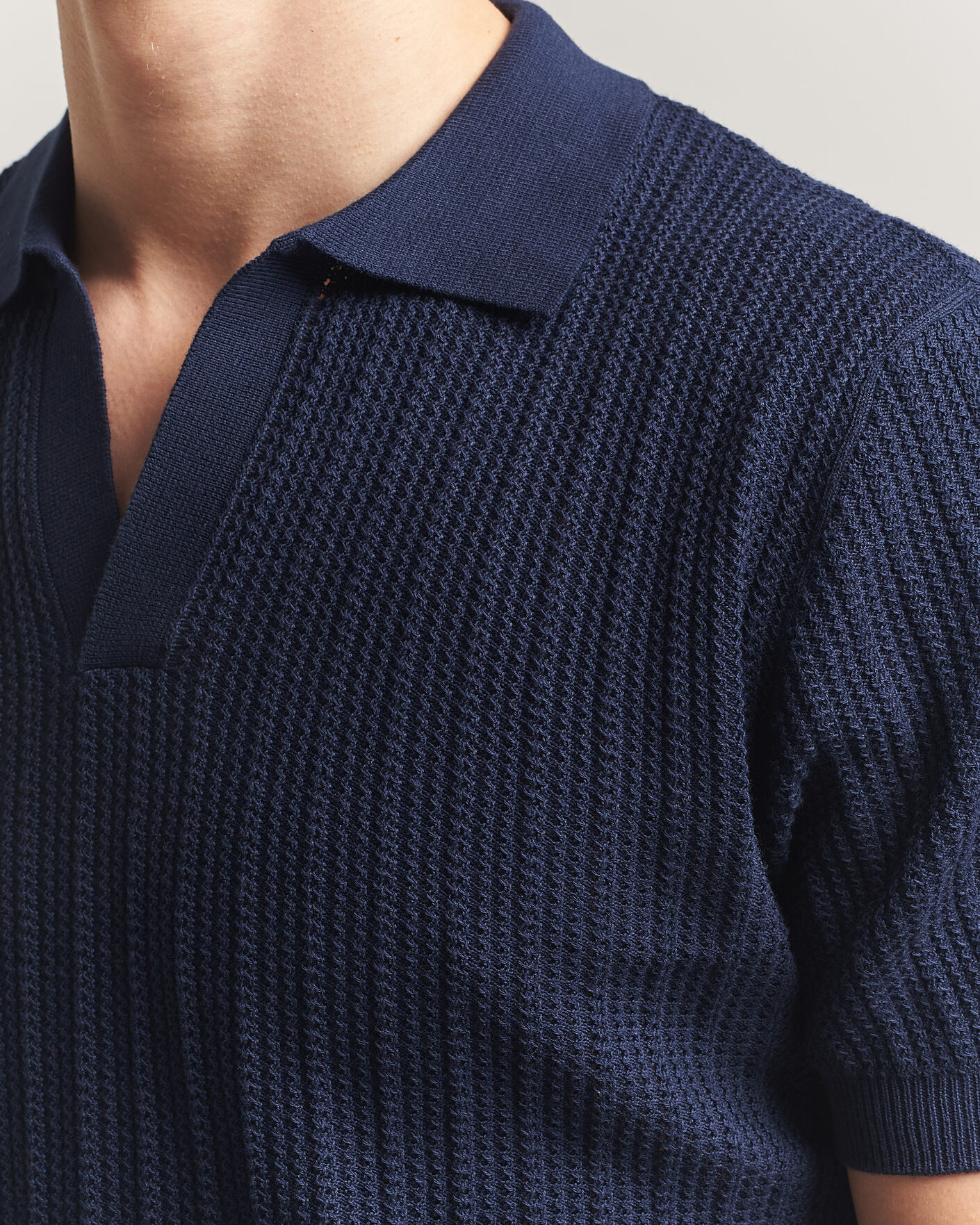 Herr | Pikéer | Morgano | Structured Knitted Polo Navy