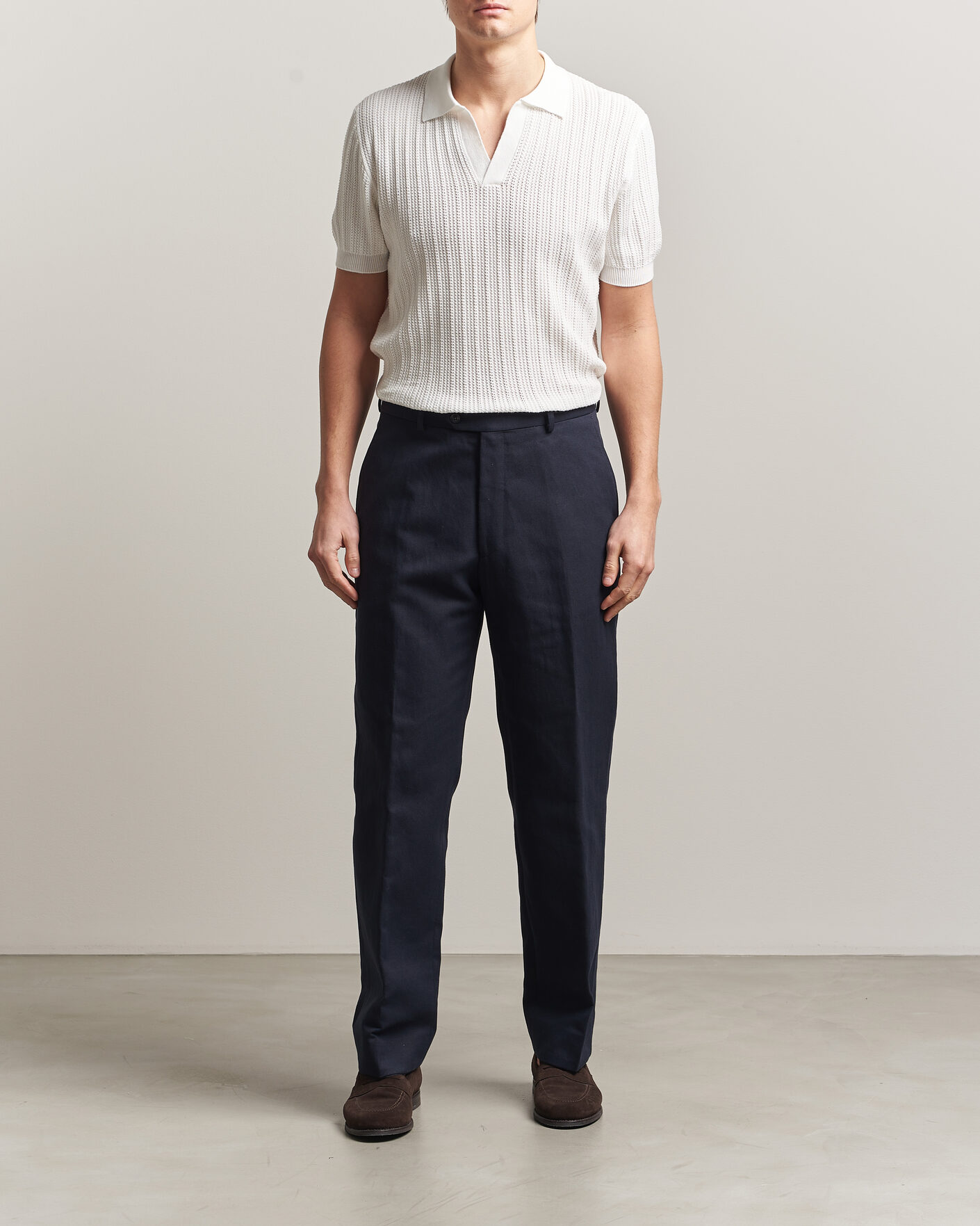 Herr | Pikéer | Morgano | Structured Knitted Polo White