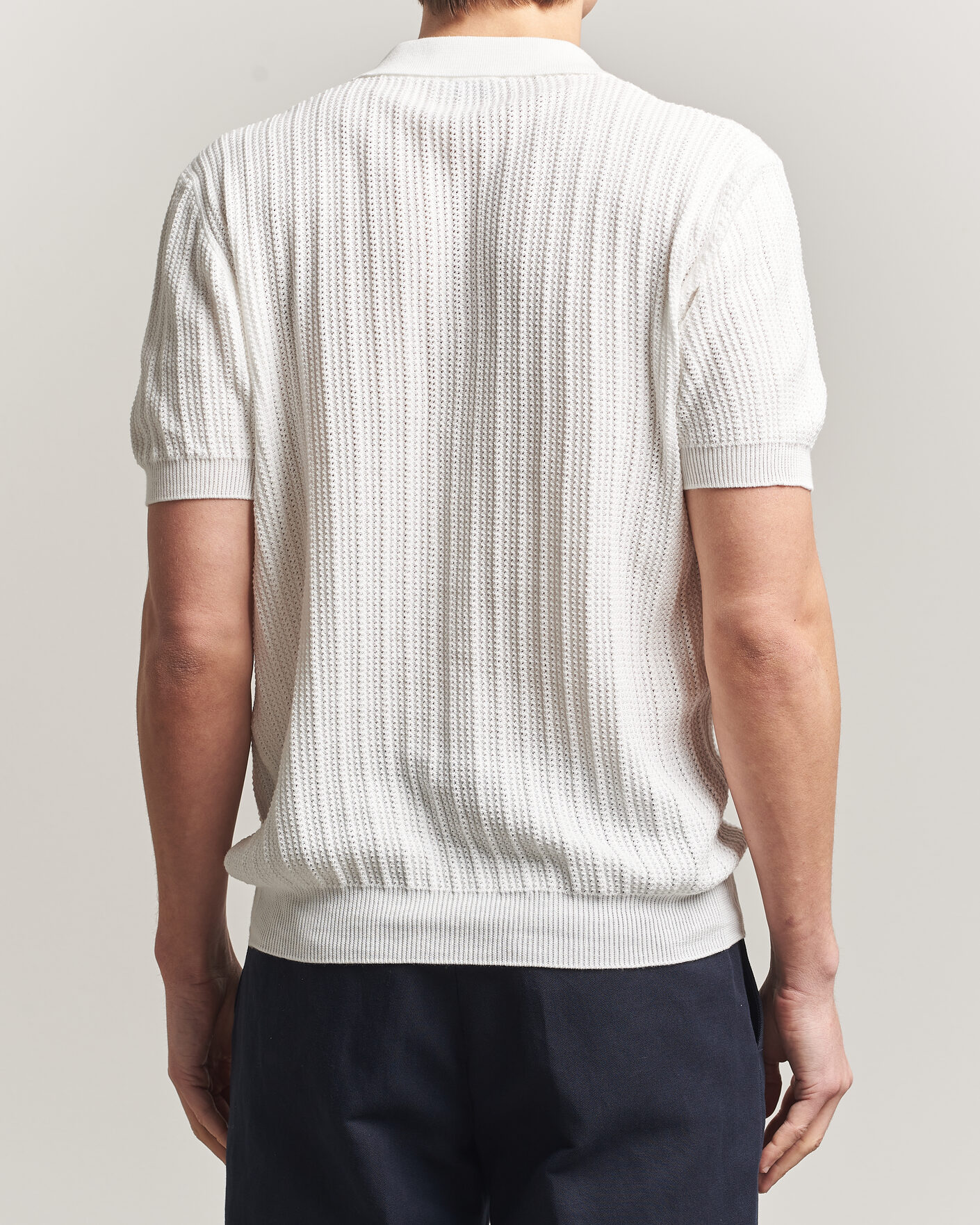 Herr | Pikéer | Morgano | Structured Knitted Polo White
